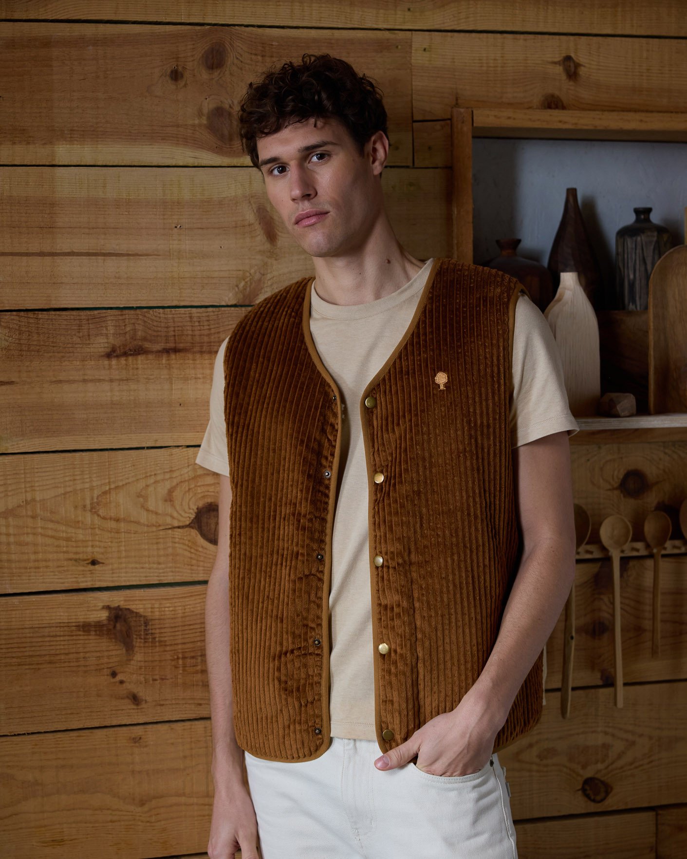 Veste sans manches coton camel - ESTEREL