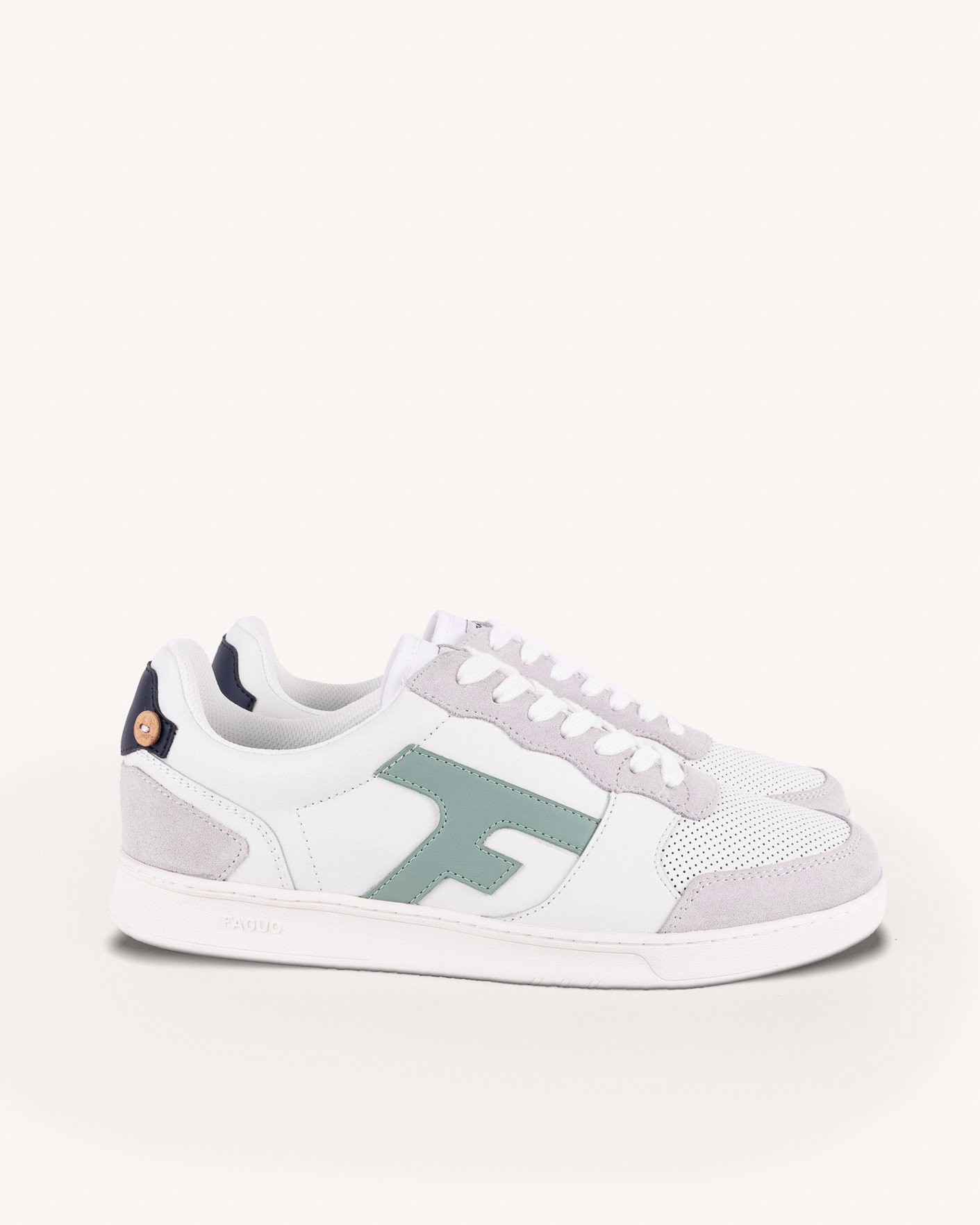 Baskets blanches & bleu pastel cuir - HAZEL