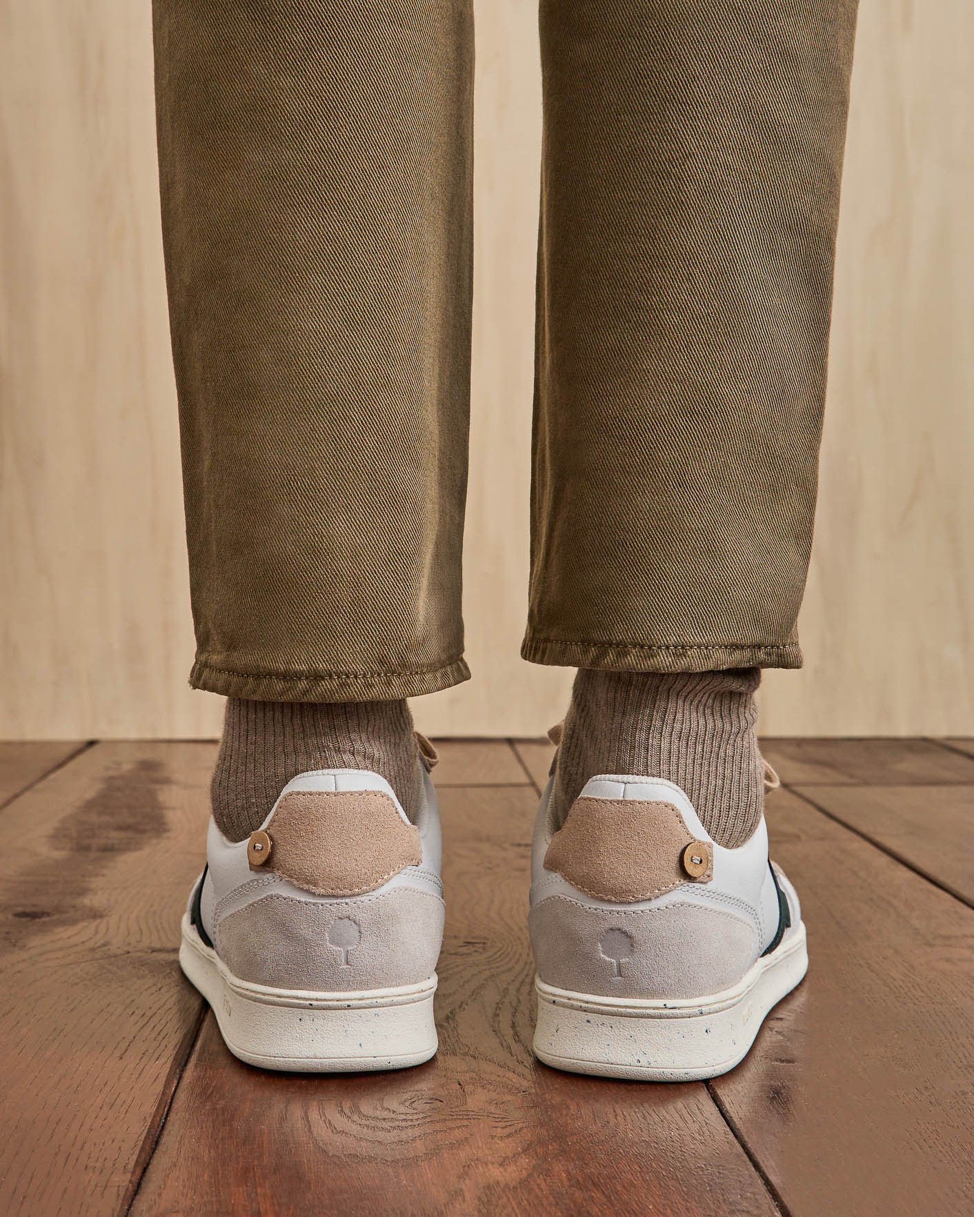 Baskets blanche & vert clair cuir & suède - HAZEL