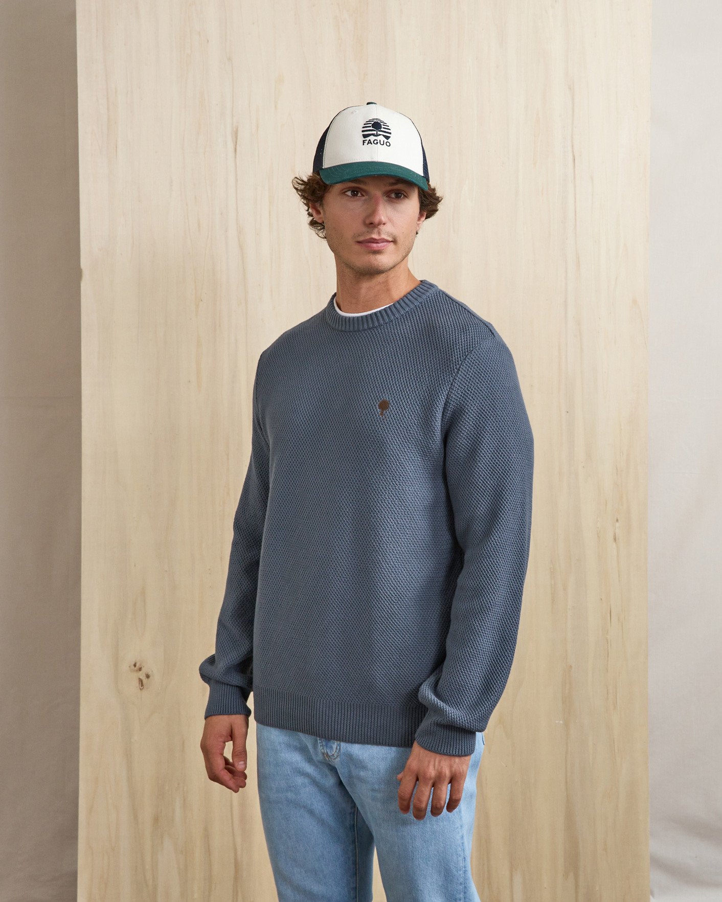 Pull en coton bleu jean - OPALE