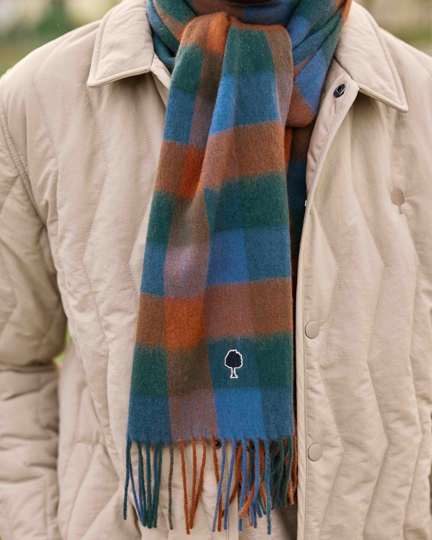 Echarpe 100% laine bleue & camel - SCARF