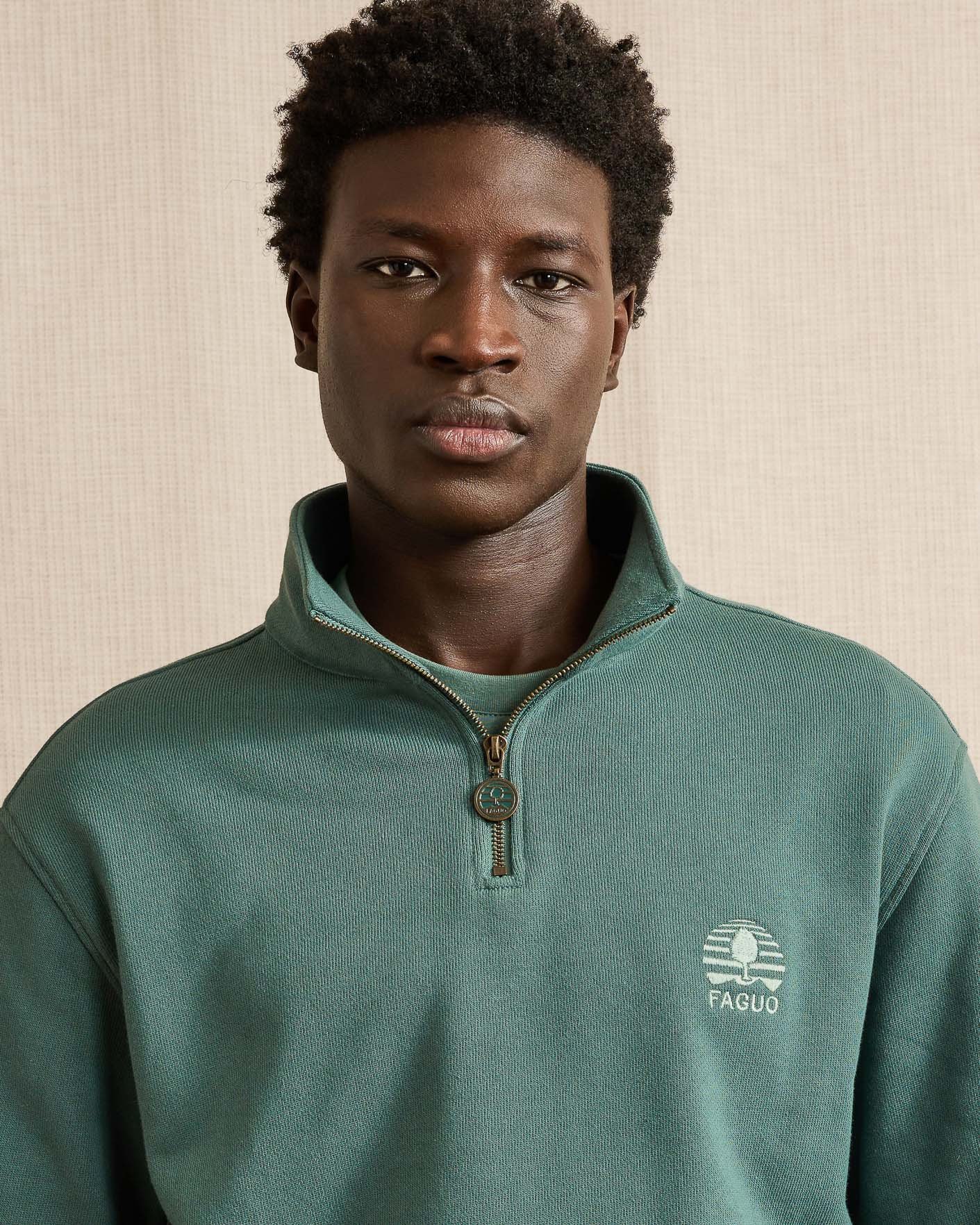 Sweat zippé vert clair coton - AMBOISE