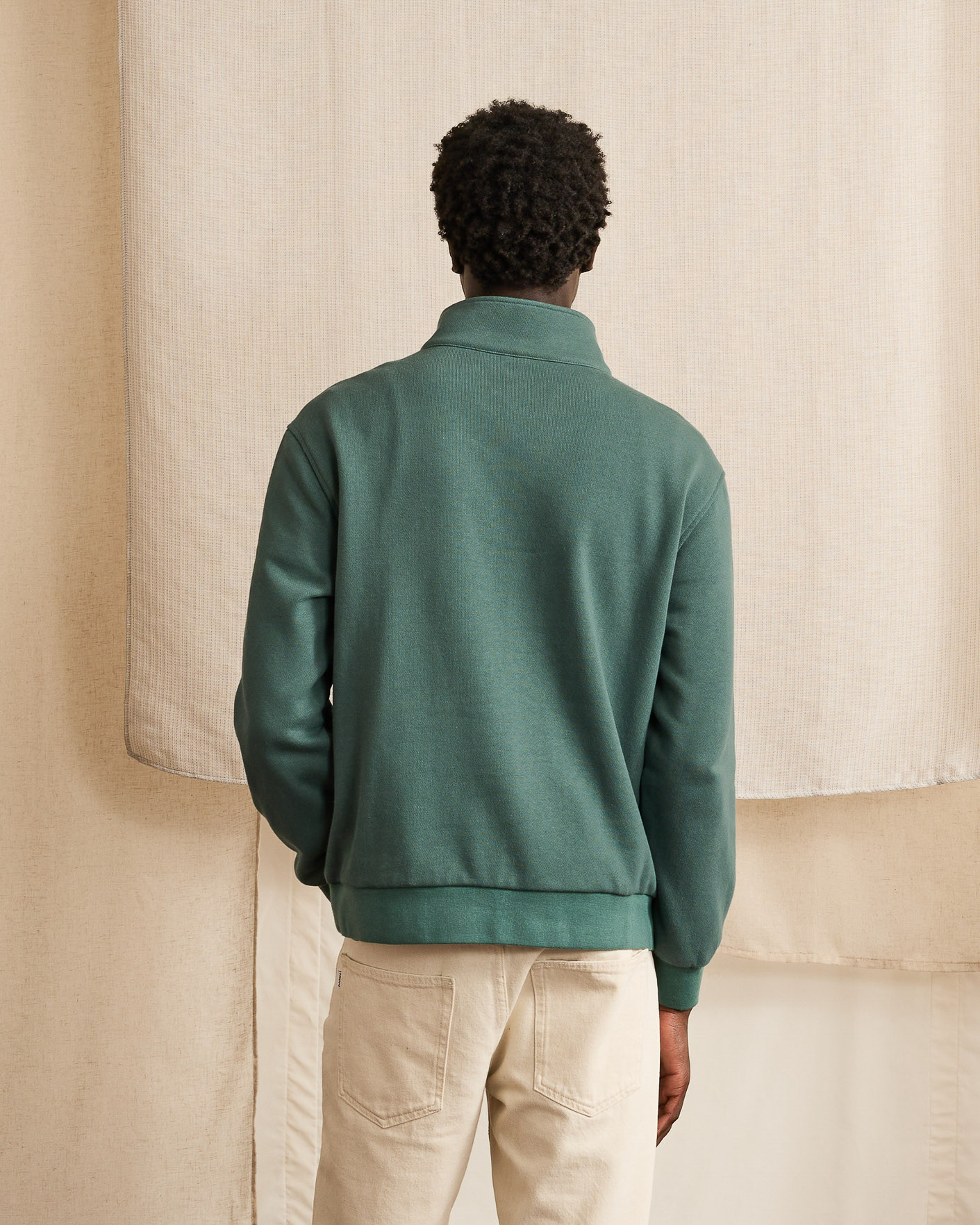 Sweat zippé vert clair coton - AMBOISE