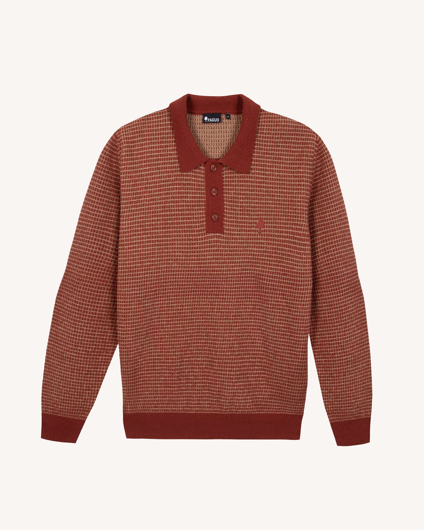 Polo bordeaux & beige laine - AUNLAY