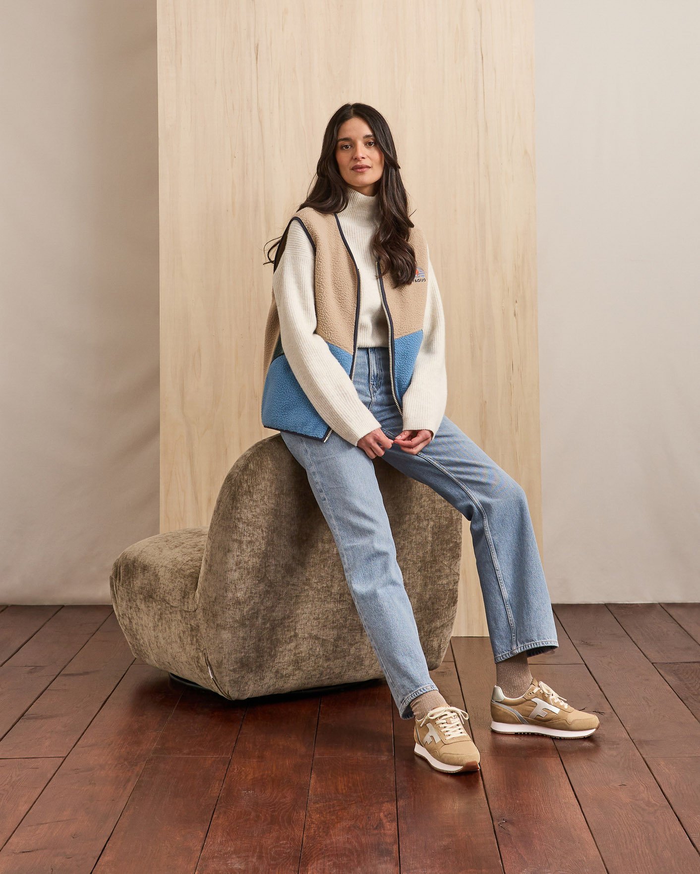 Baskets beige & doré - ELM