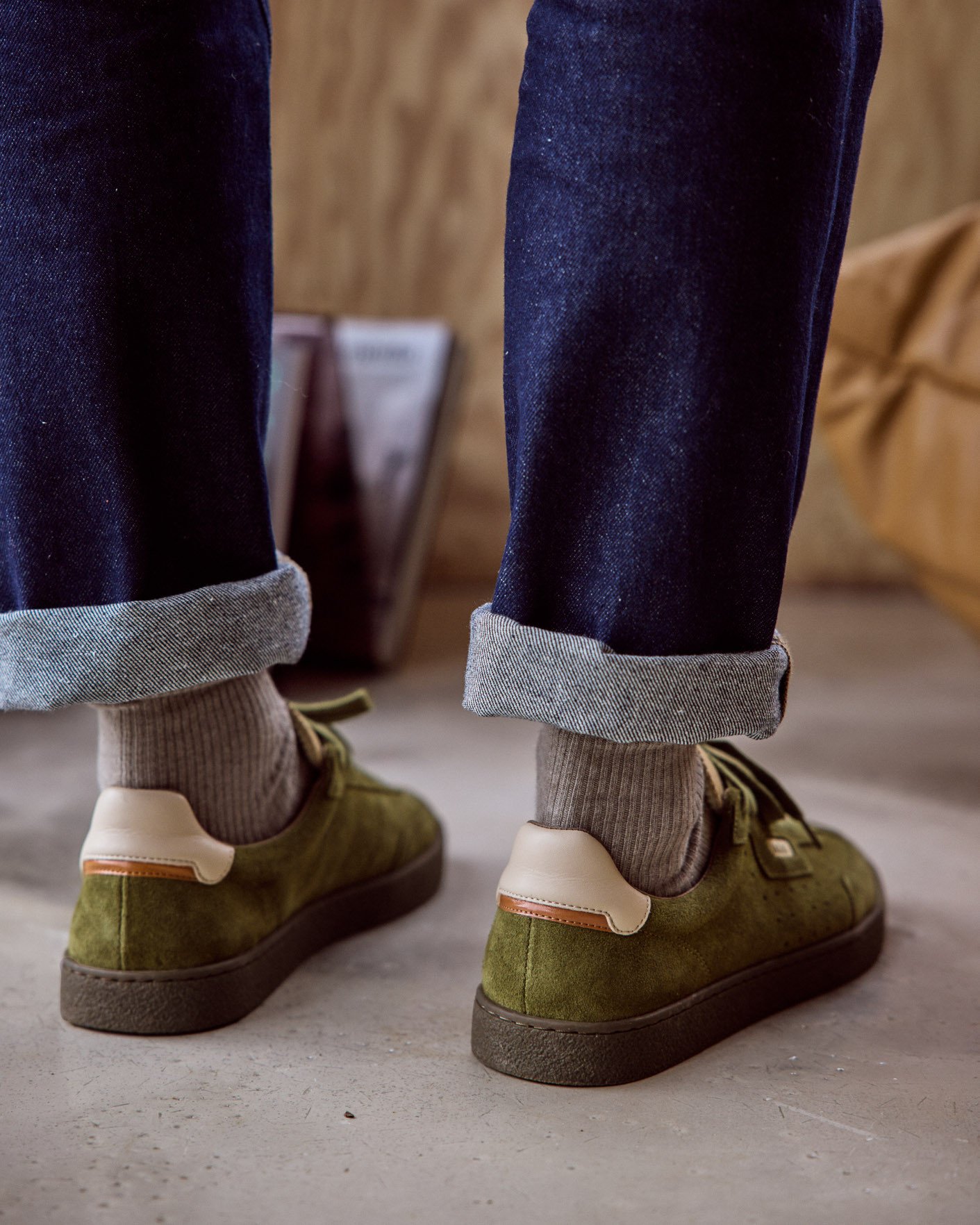 Baskets vert olive suède - LUMBO
