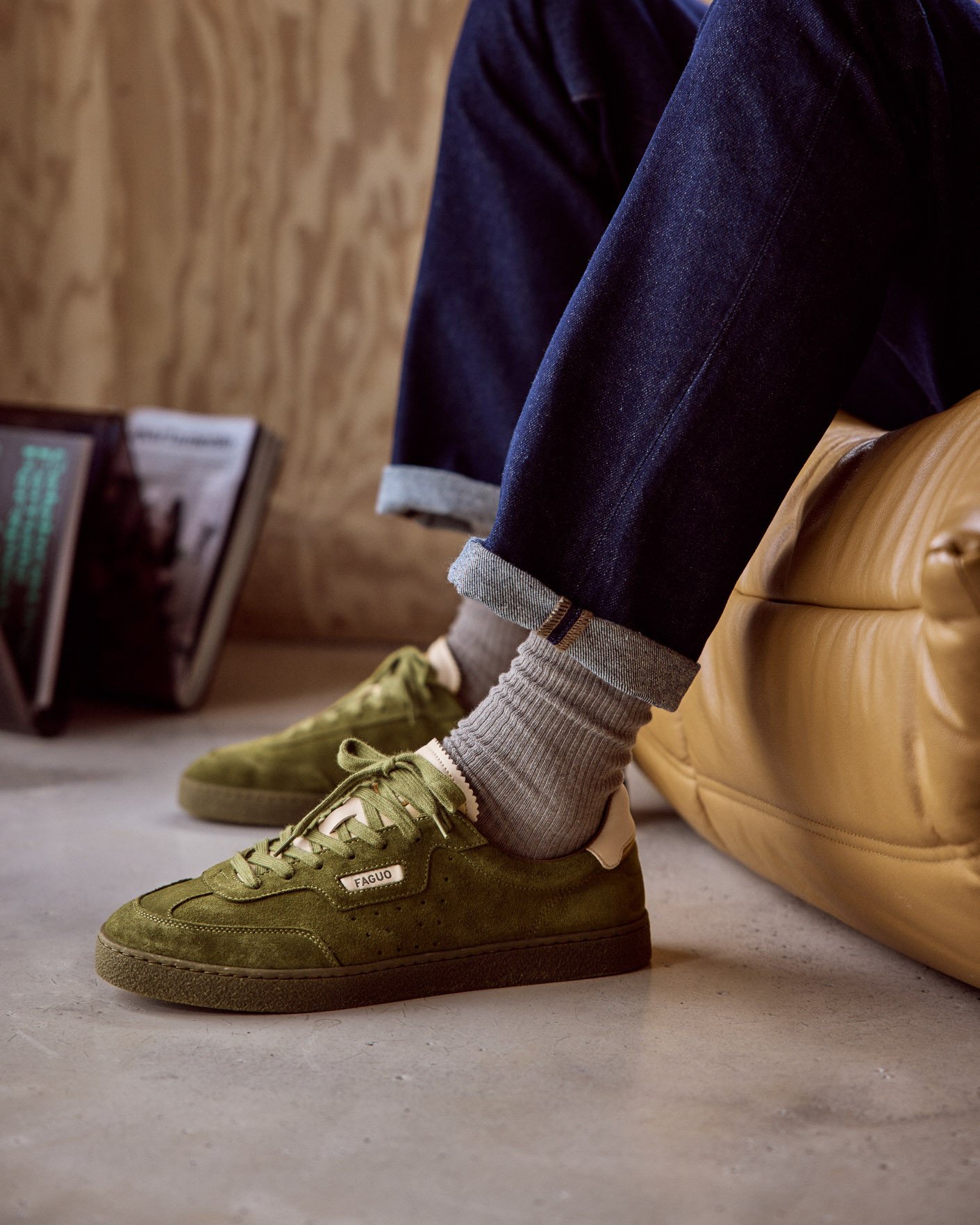 Baskets vert olive suède - LUMBO