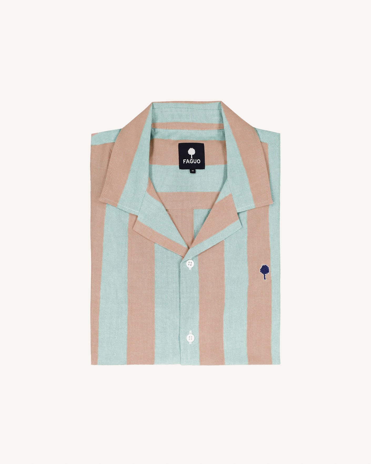 Chemise manches courtes bleu ciel & ocre coton - VIMY