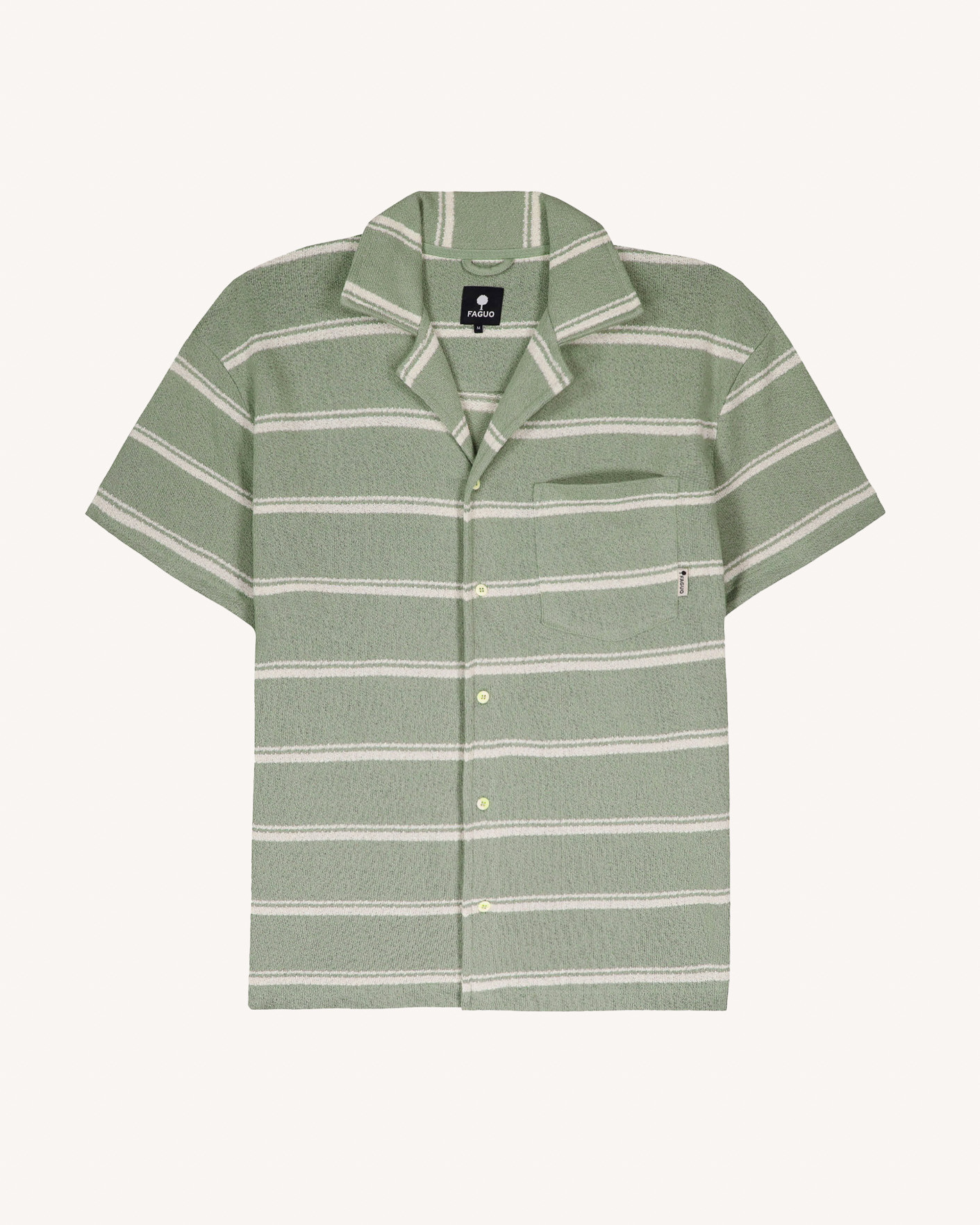 Chemise rayée kaki & écrue coton - PAIOLIVE