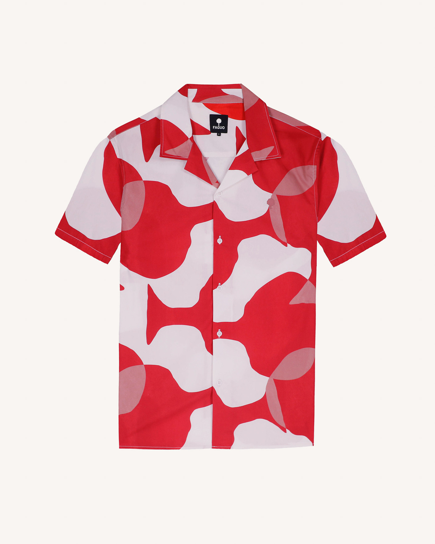 Chemise manches courtes rouge & crème coton - VIMY