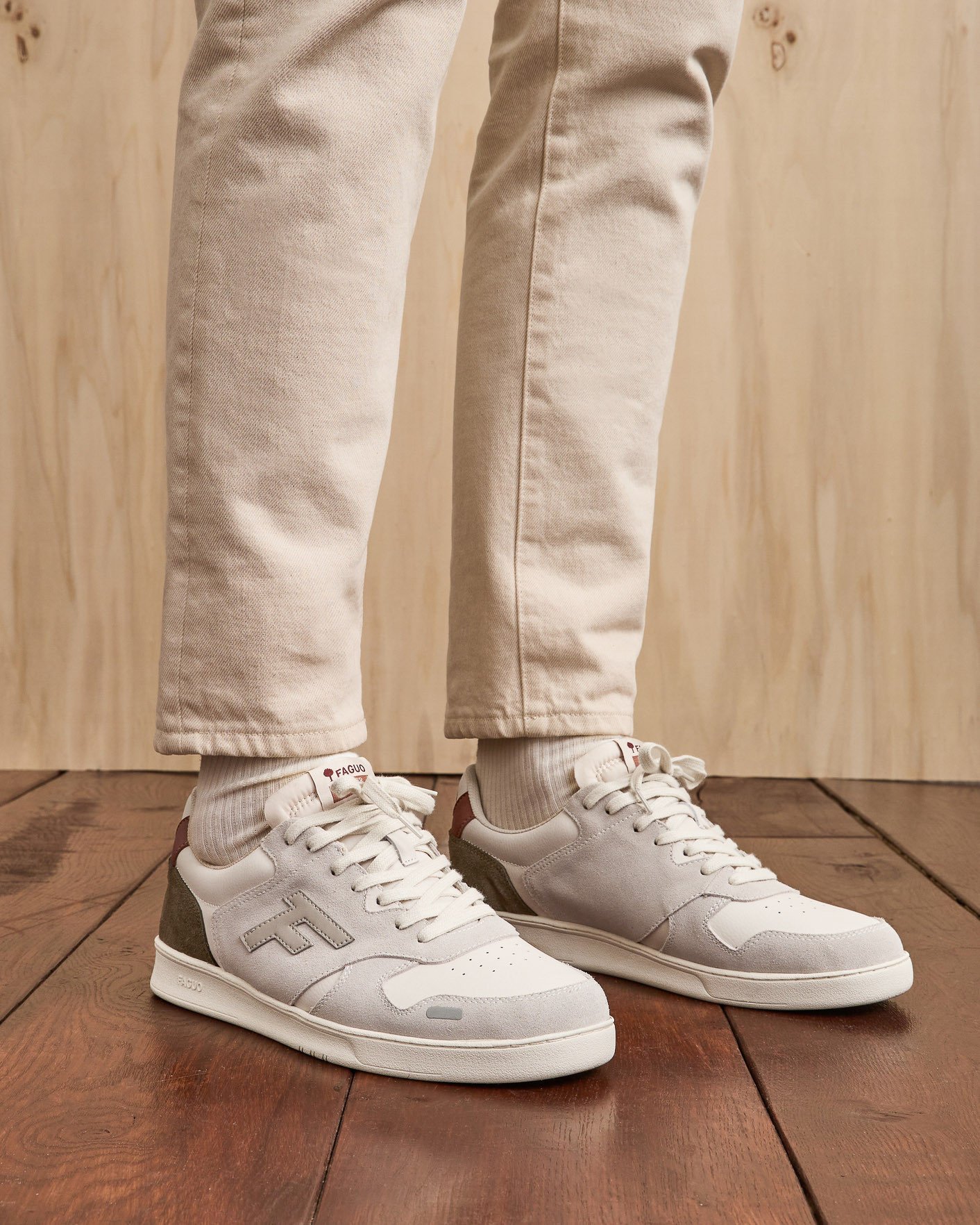 Baskets crème & rouille cuir - PALMER