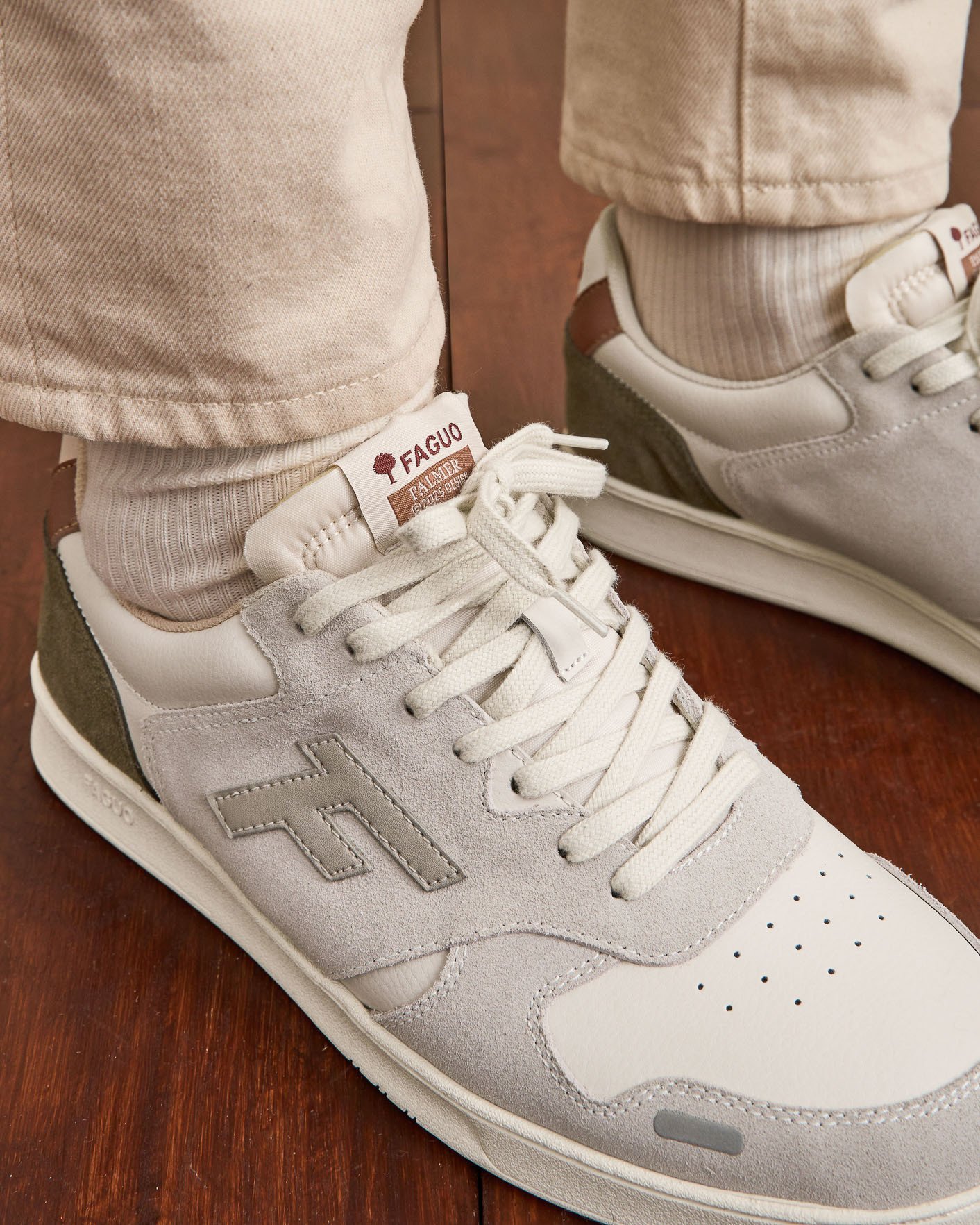 Baskets crème & rouille cuir - PALMER