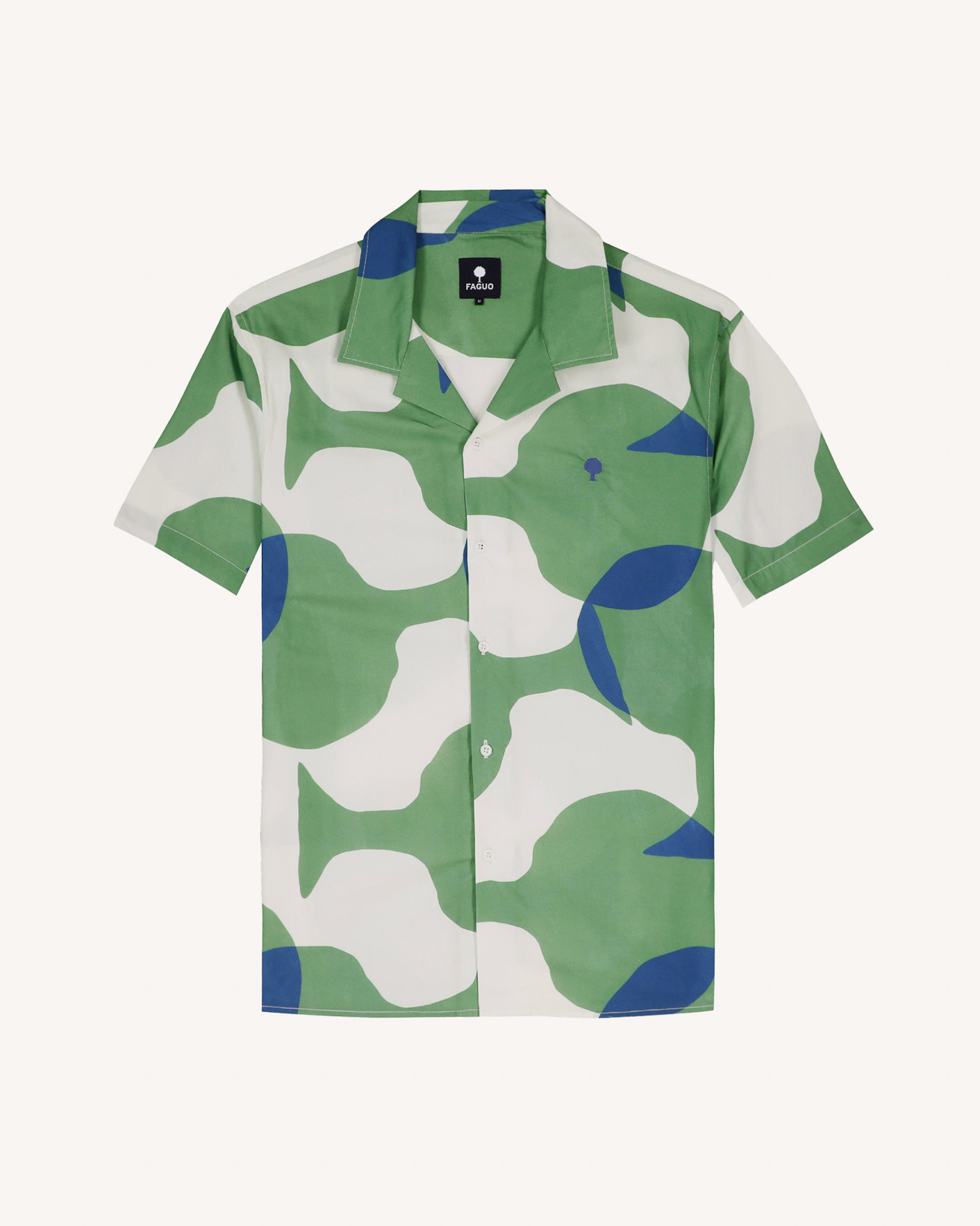 Chemise manches courtes écrue & verte coton - VIMY