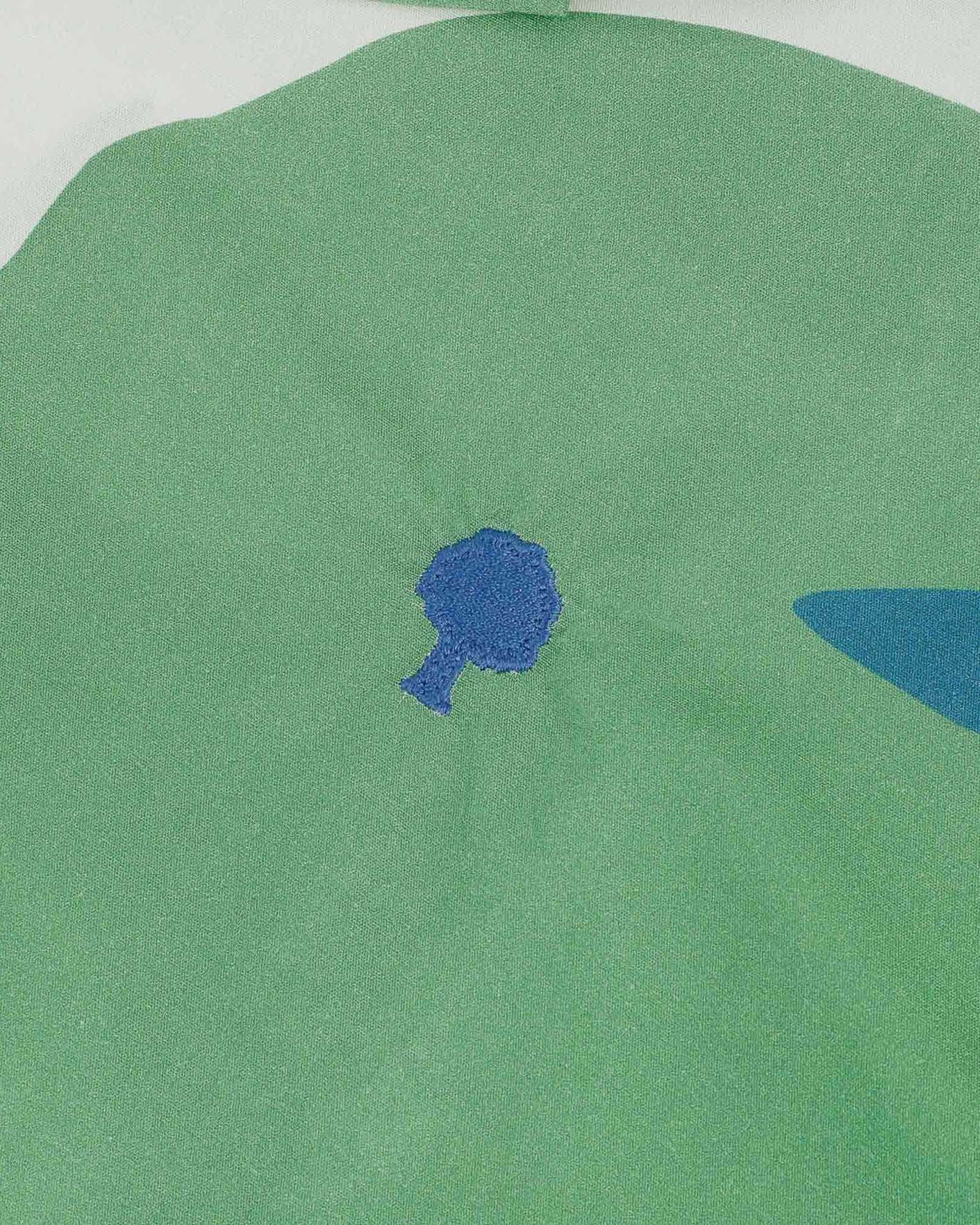 Chemise manches courtes écrue & verte coton - VIMY