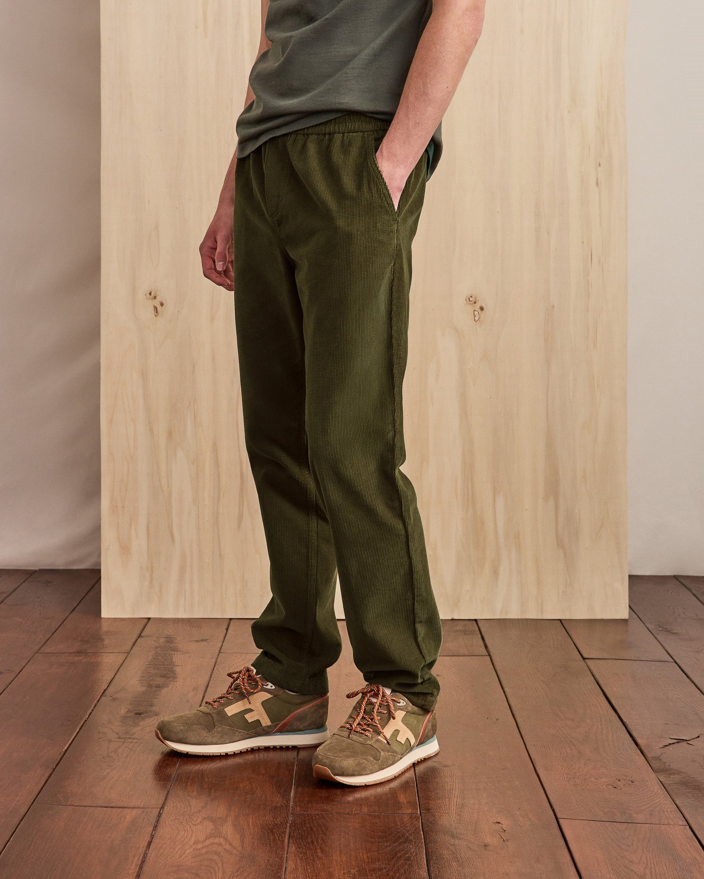 Pantalon coton vert olive foncé coton - DREUILLE