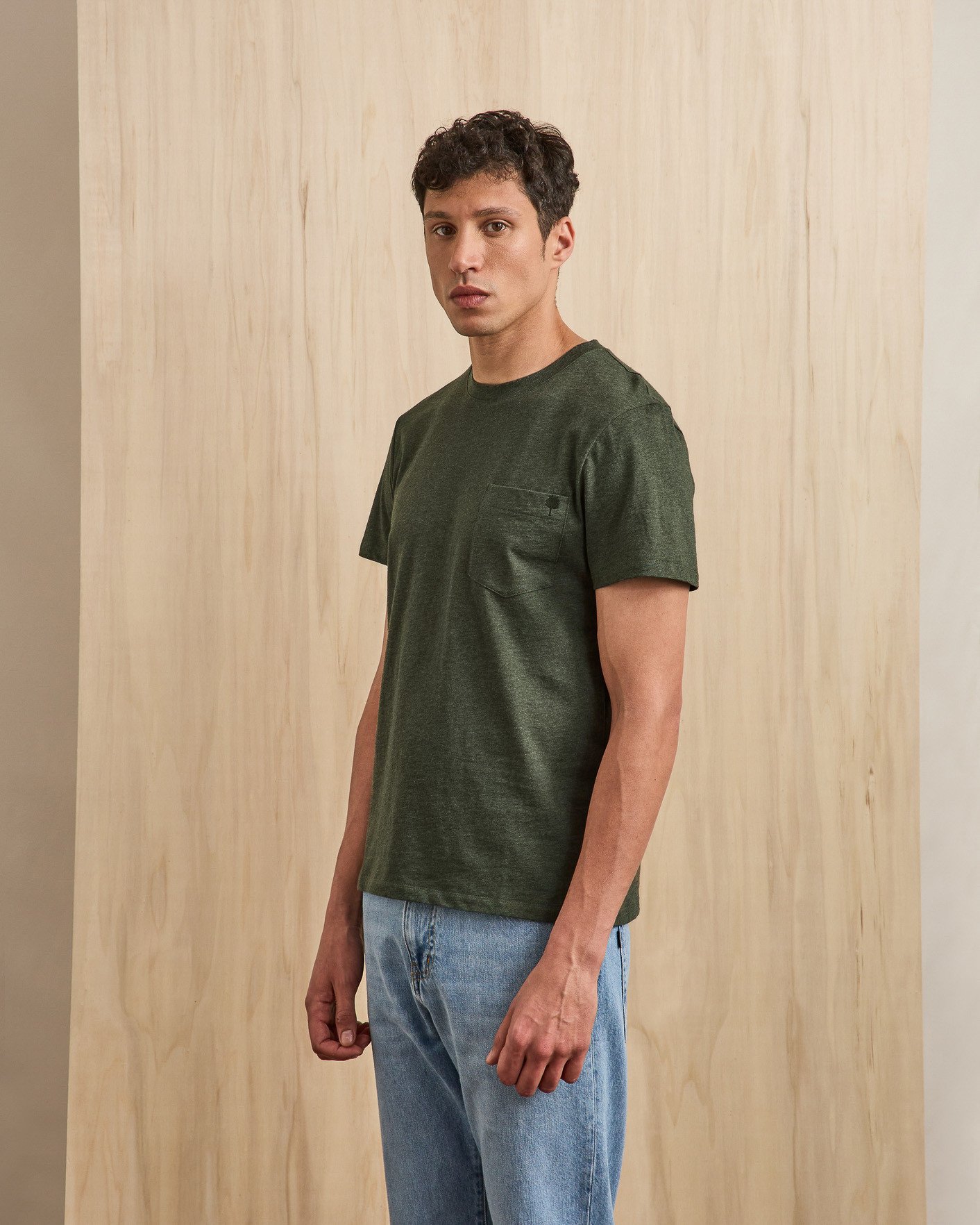 T-shirt vert foncé coton - OLONNE