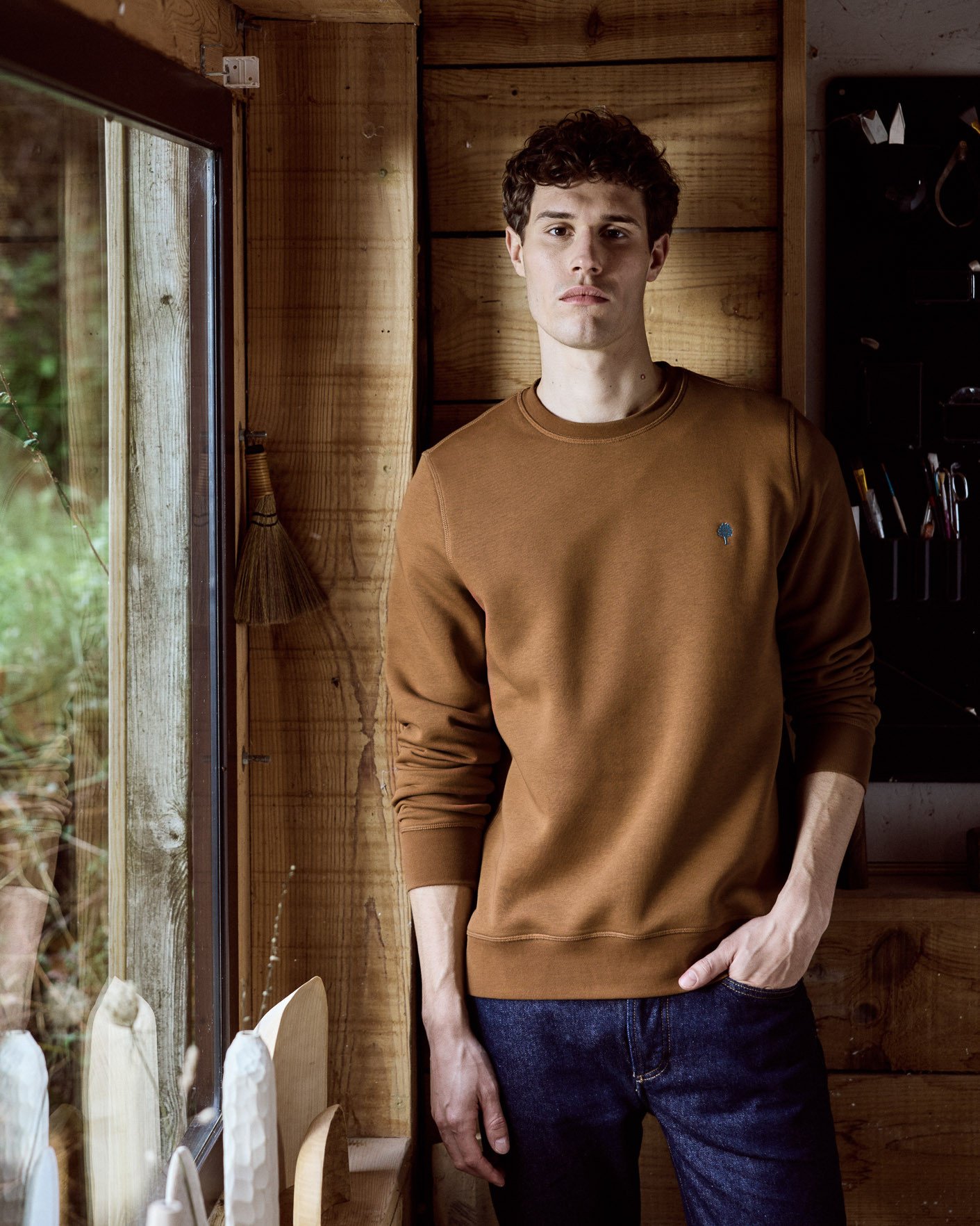 Sweat col rond camel coton - DONZY