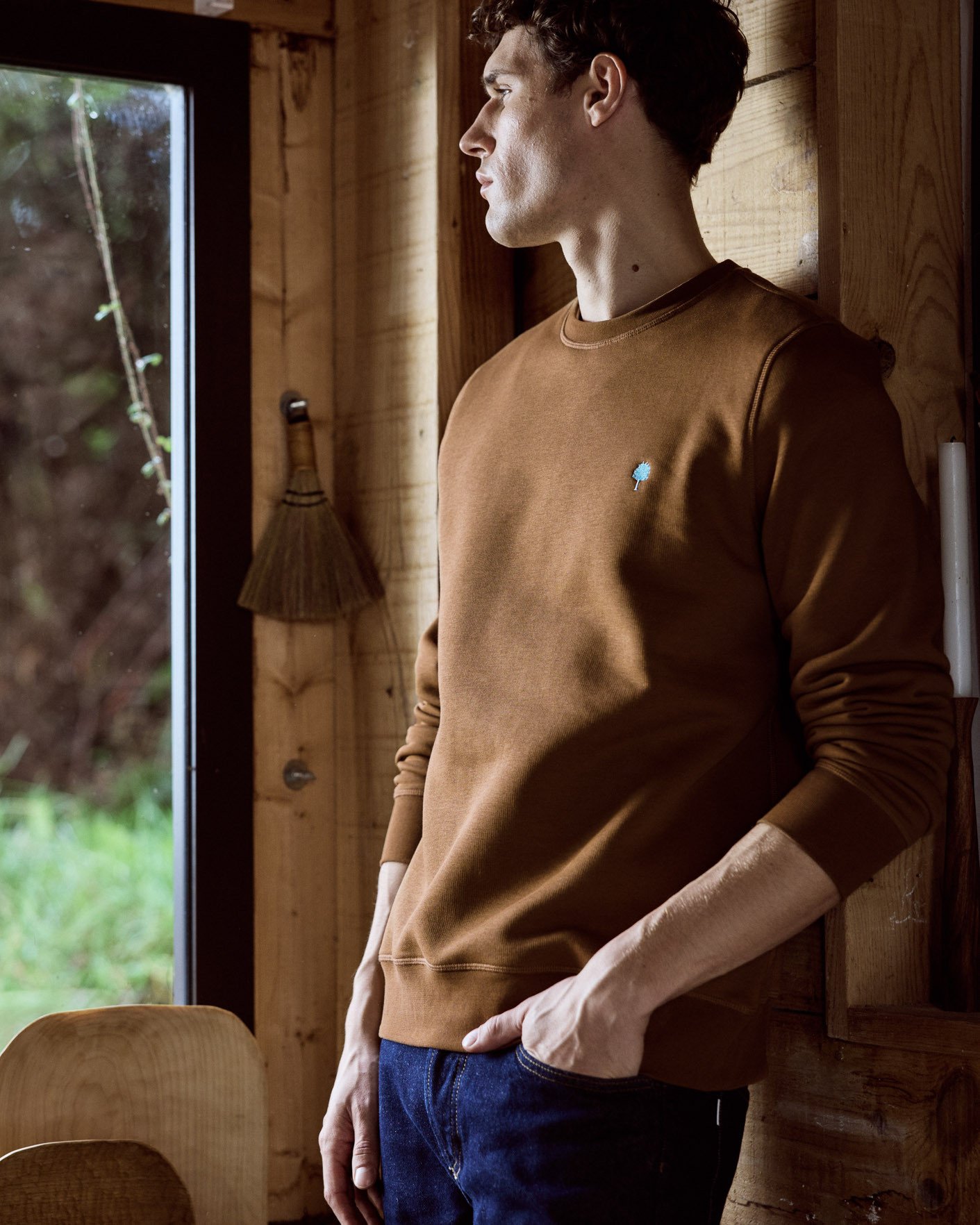 Sweat col rond camel coton - DONZY