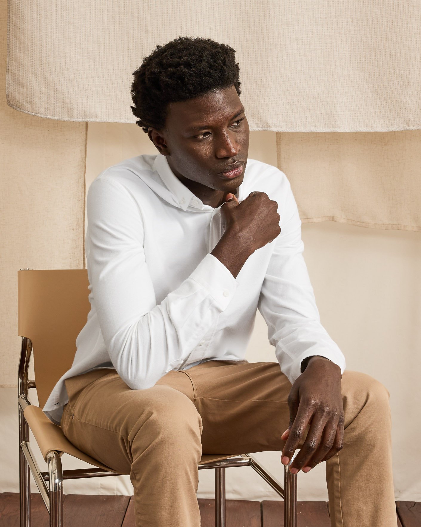 Chemise manches longues blanche coton - IVOY