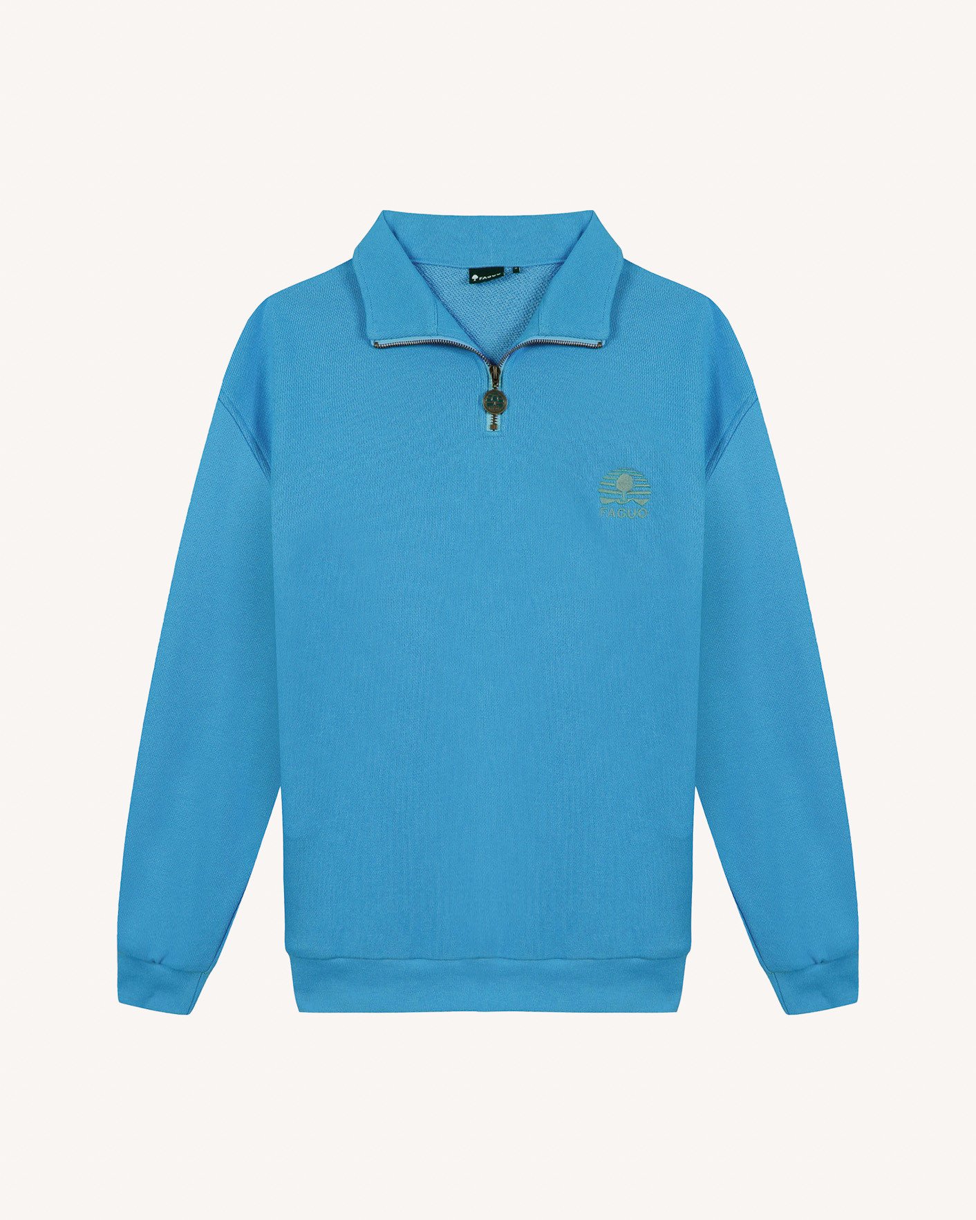 Sweat zippé bleu azur coton - AMBOISE