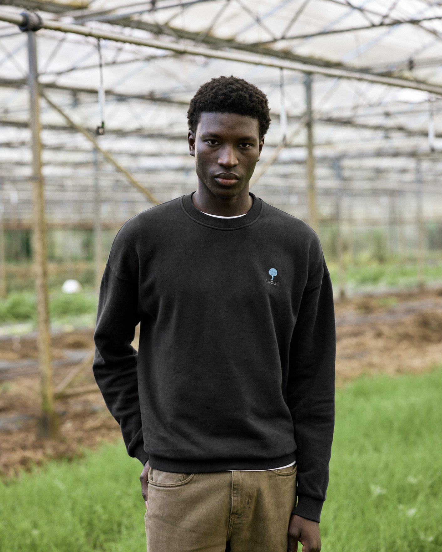 Sweat col oversize rond noir - FANGO