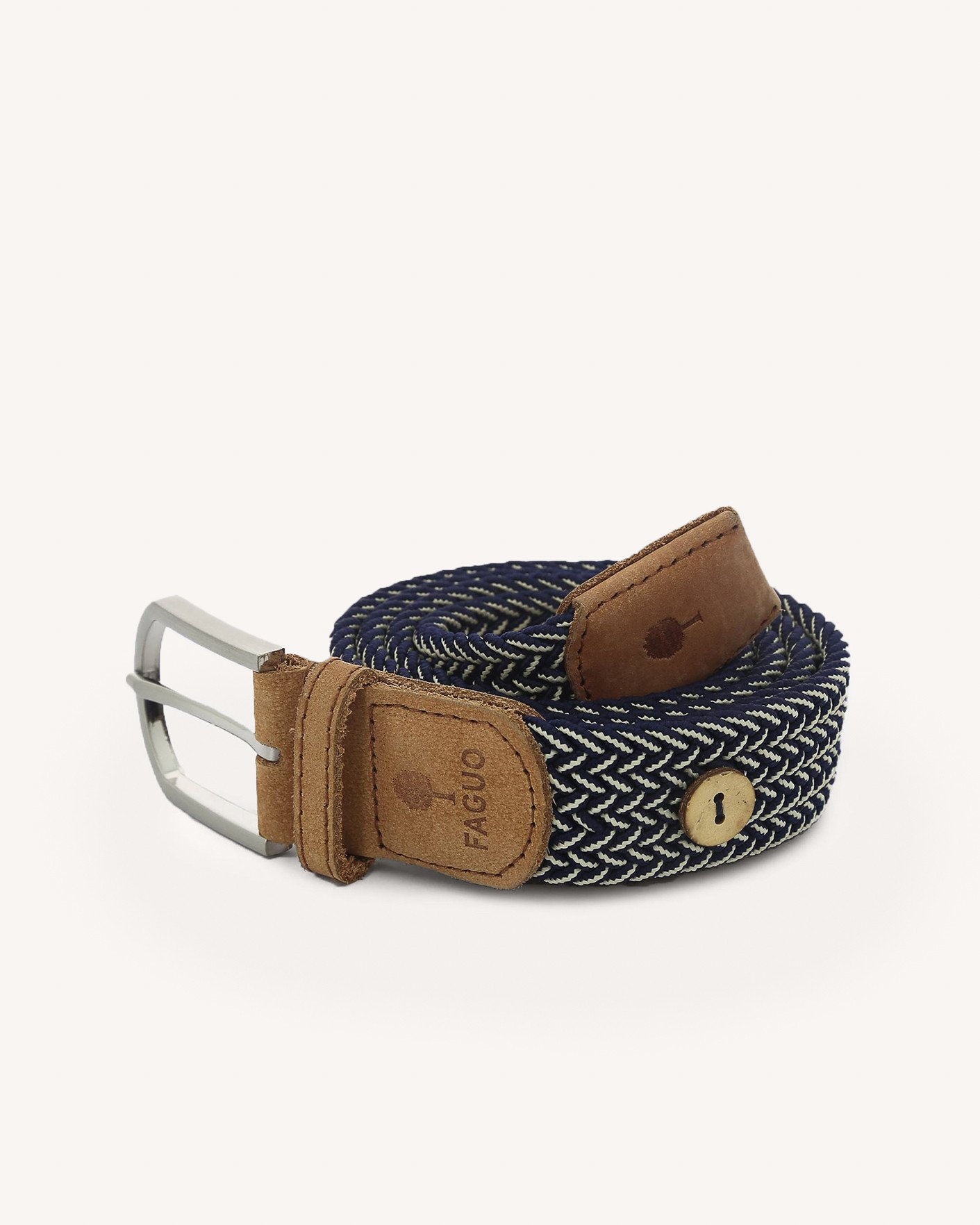 Ceinture à motifs bleu marine & écru - BELT