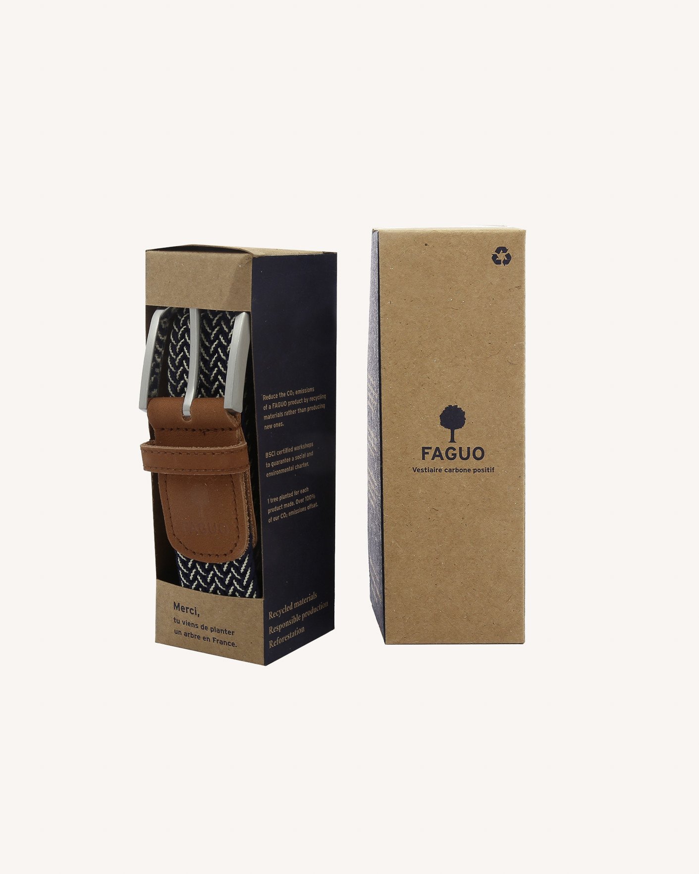 Ceinture à motifs bleu marine & écru - BELT