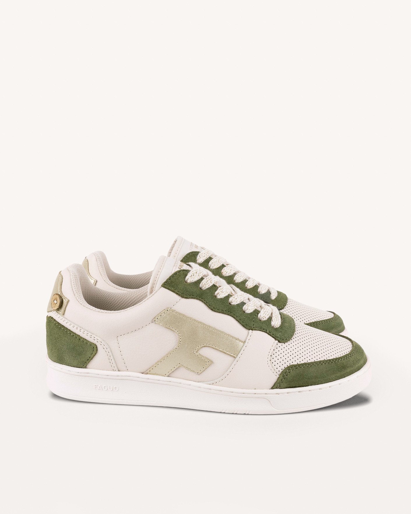 Baskets kaki & dorées cuir - HAZEL