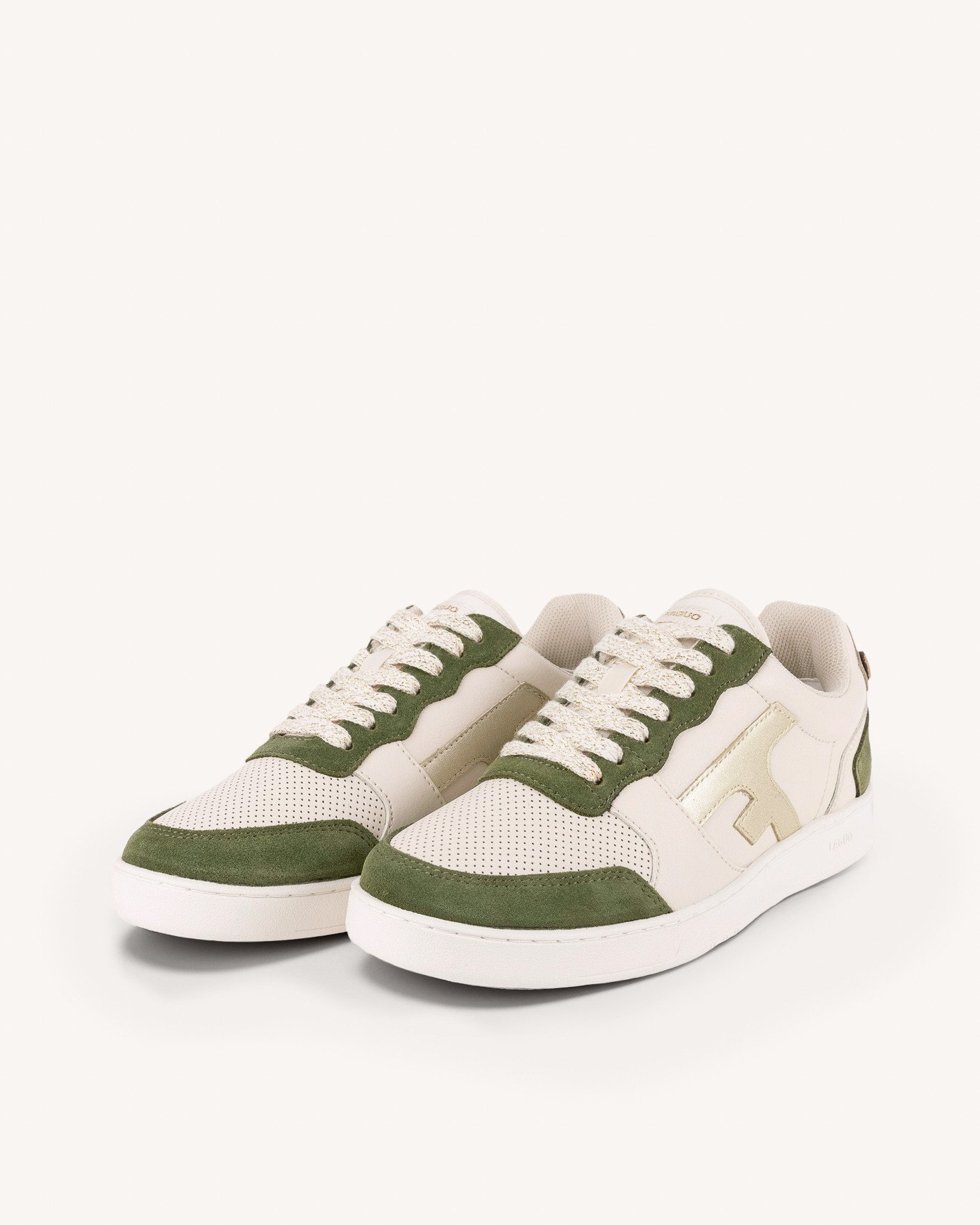 Baskets kaki & dorées cuir - HAZEL