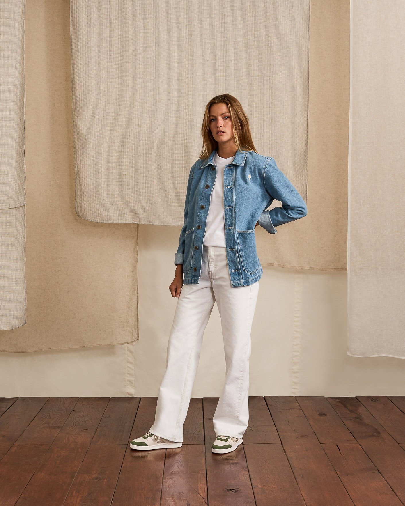 Baskets kaki & dorées cuir - HAZEL