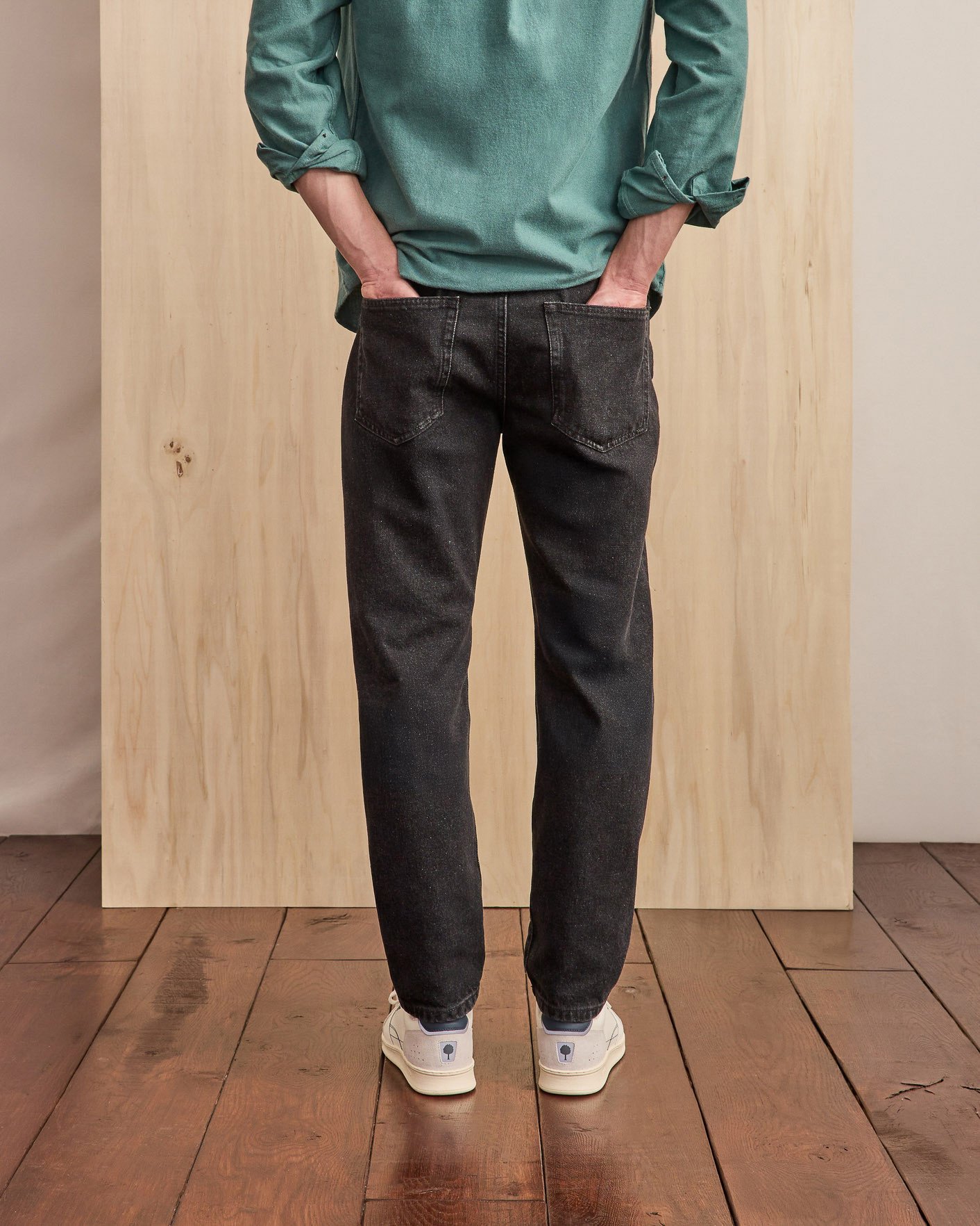 Jean fuselé noir coton - TAPERED