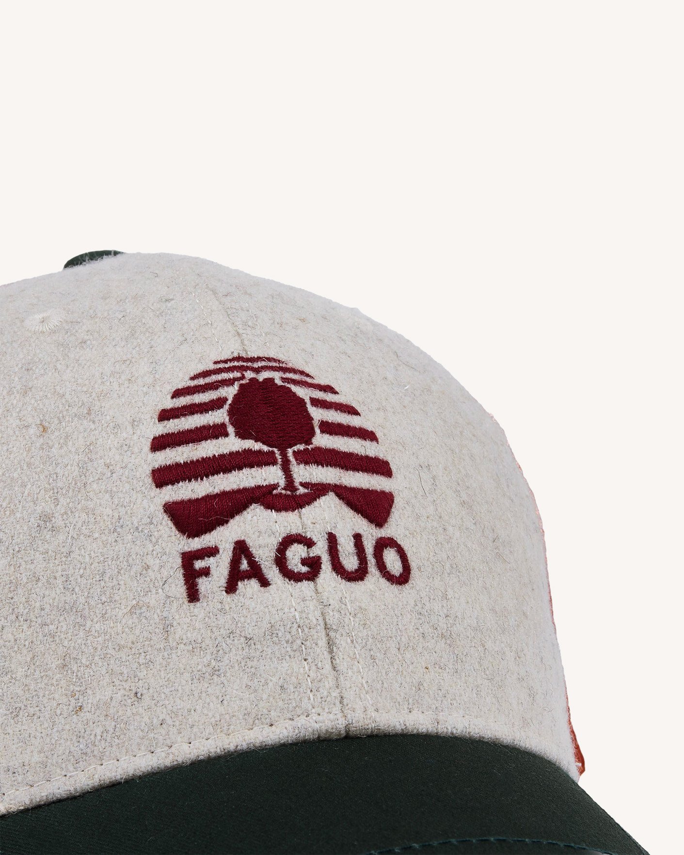 Casquette vert foncé & orange laine - TRUCKER CAP