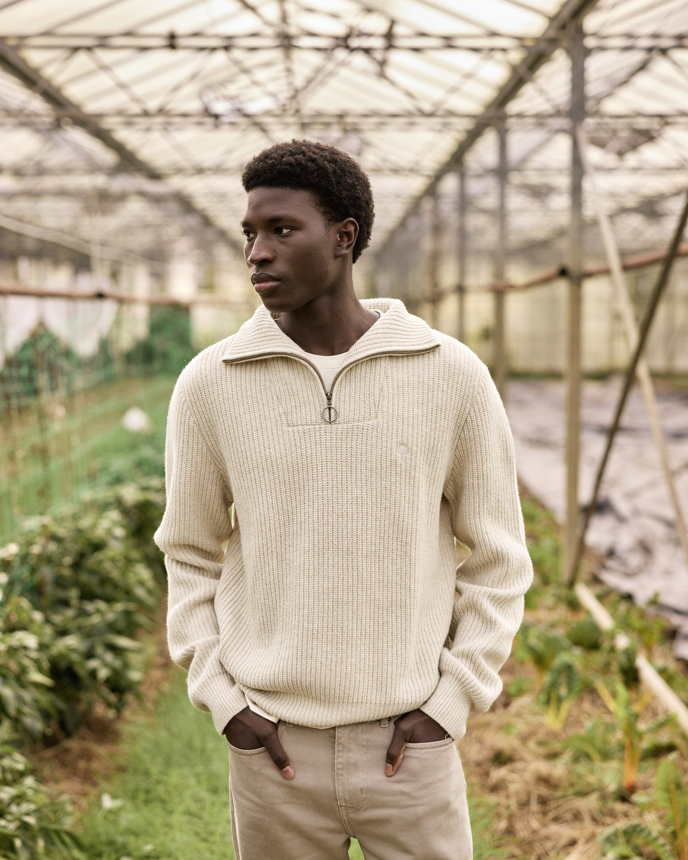 Pull camionneur laine beige chiné - ARDENNE