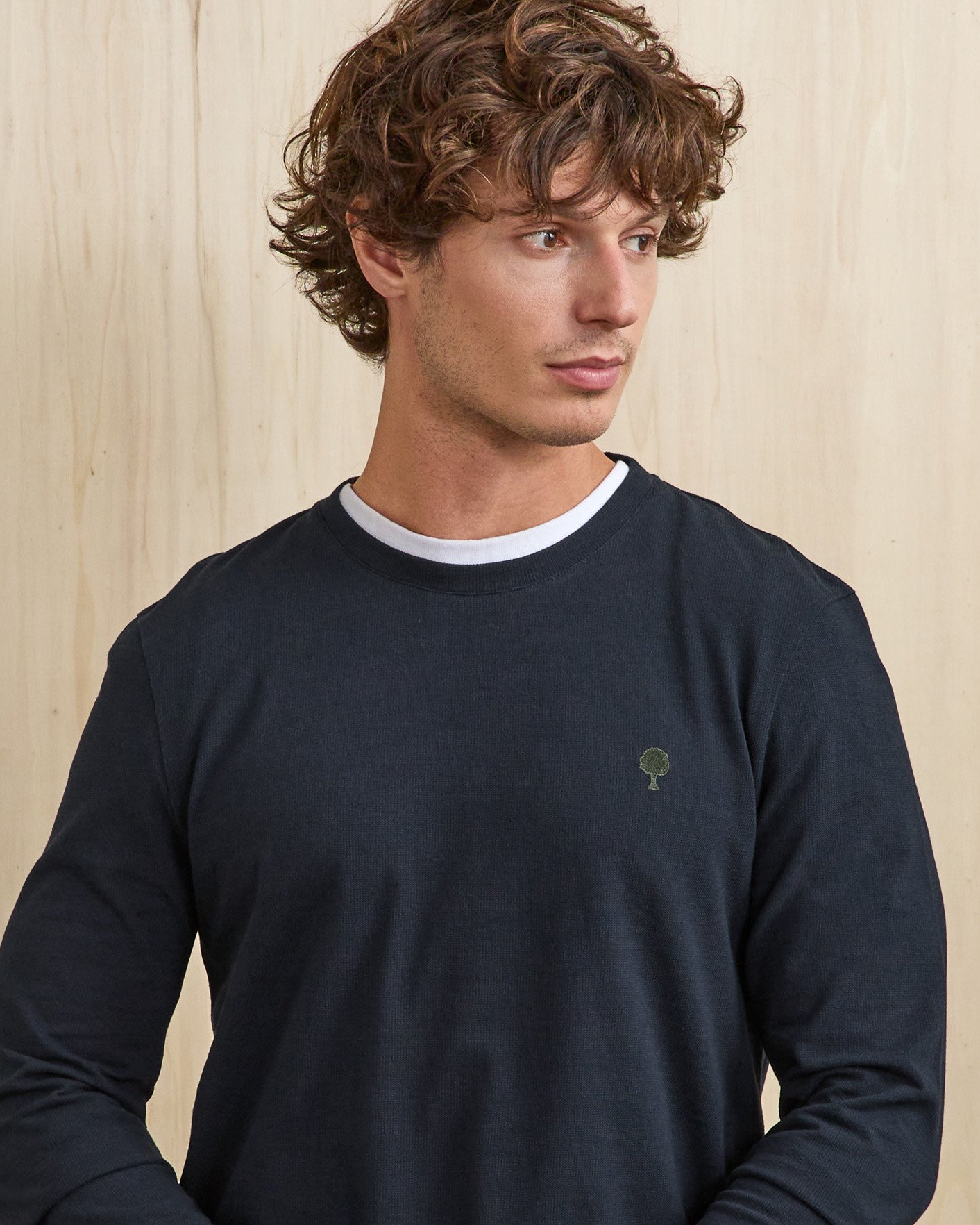 T-shirt bleu marine & écru coton - BAILLY