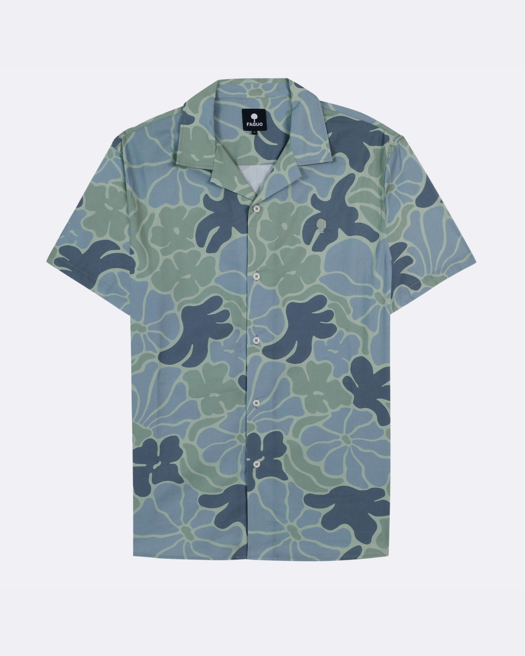 Chemise manches courtes verte & bleue coton - VIMY