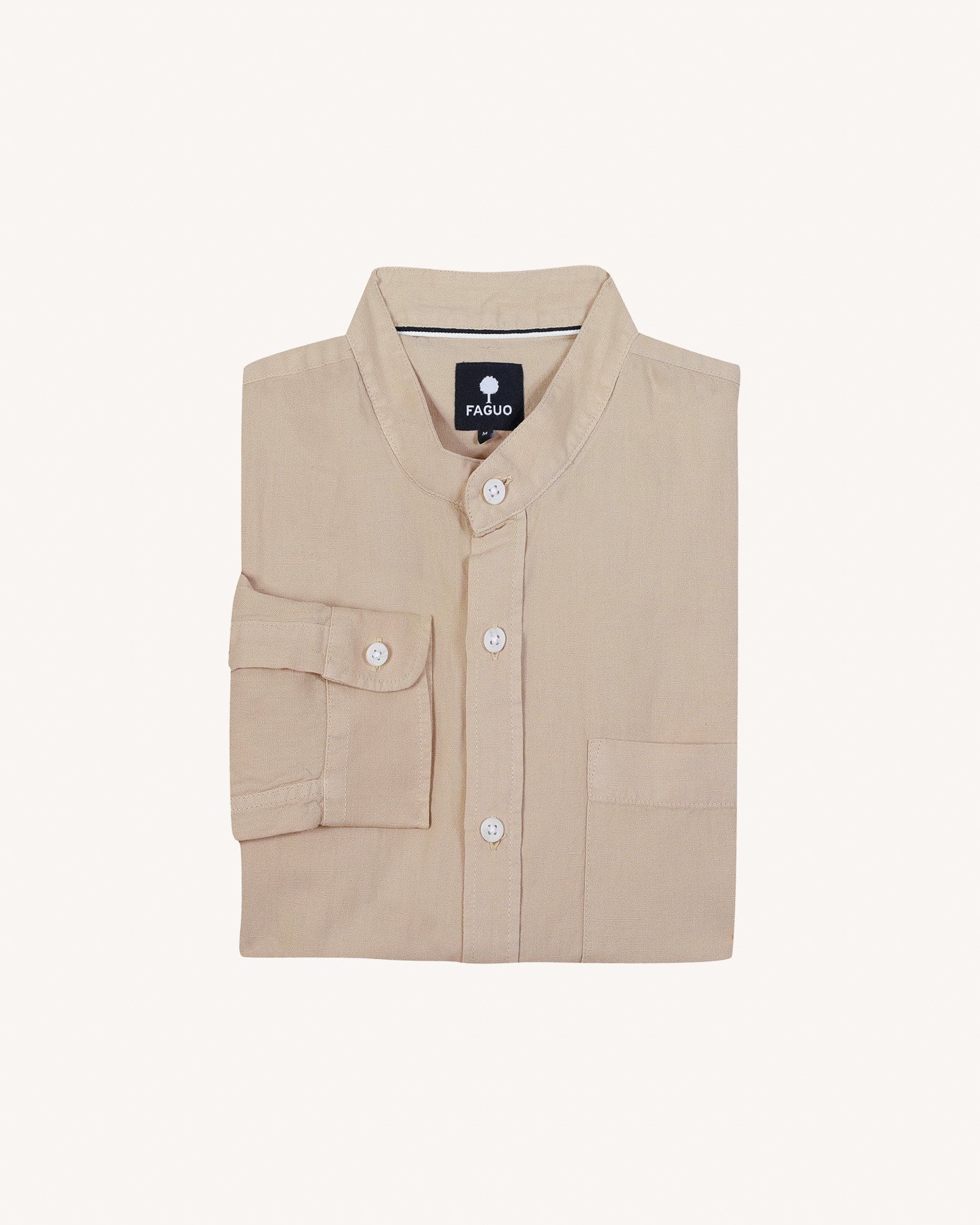 Chemise col officier écrue coton & lin - CHIAVARI