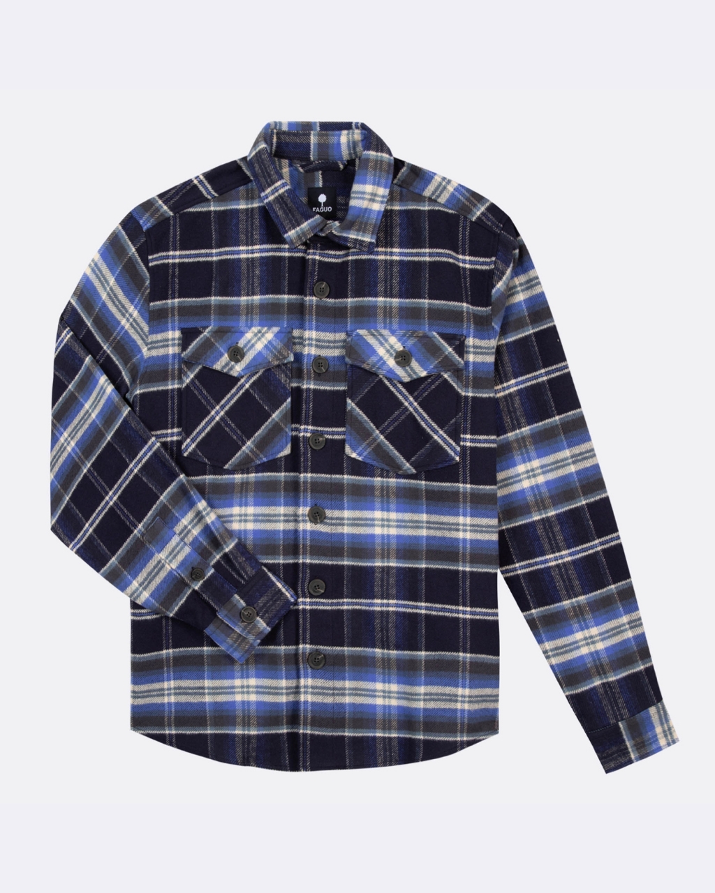 Surchemise bleu foncé & blanche coton - FLAVIGNY