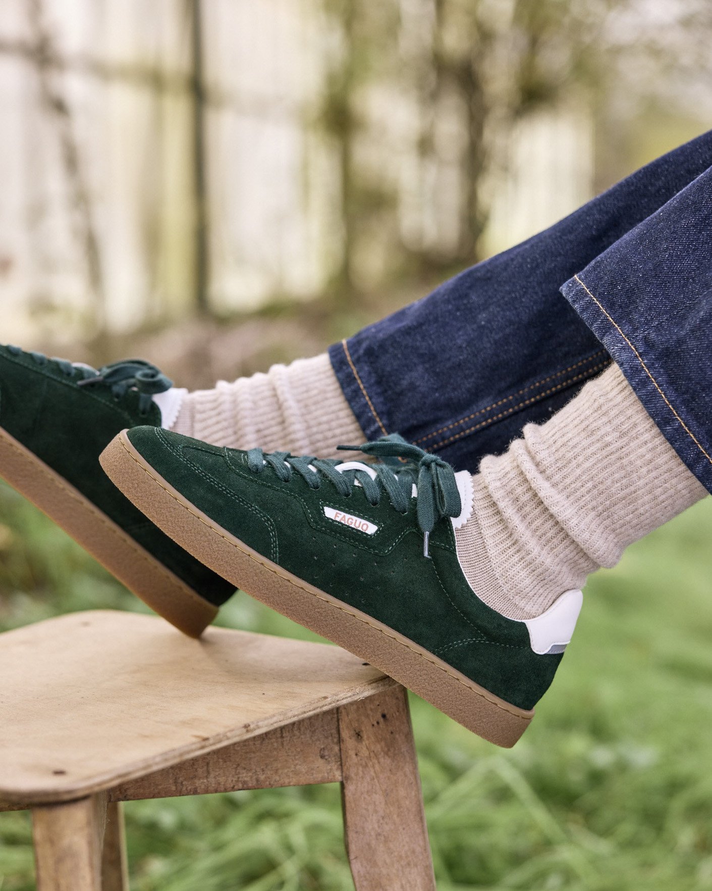 Baskets vertes cuir & suède - LUMBO