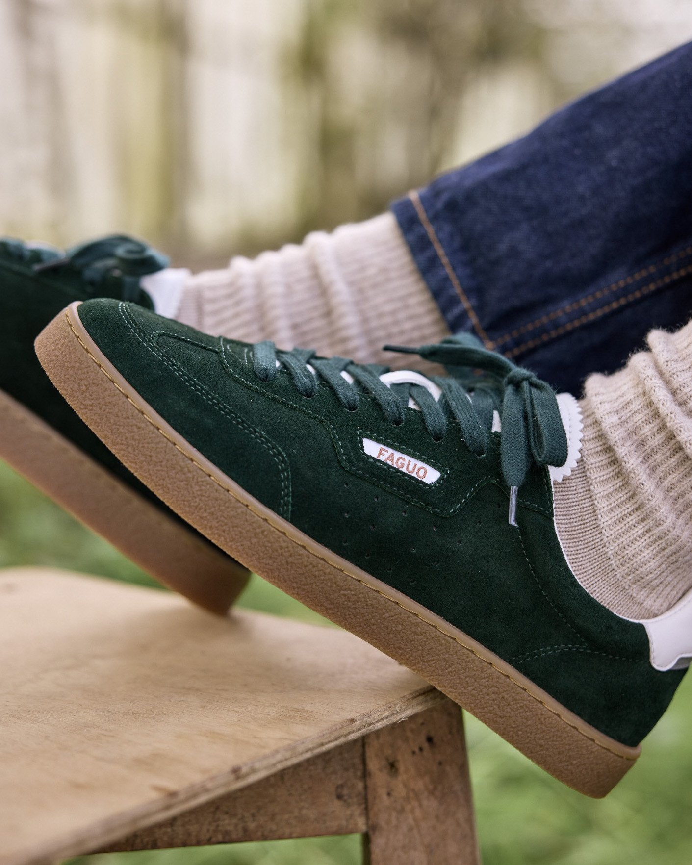 Baskets vertes cuir & suède - LUMBO