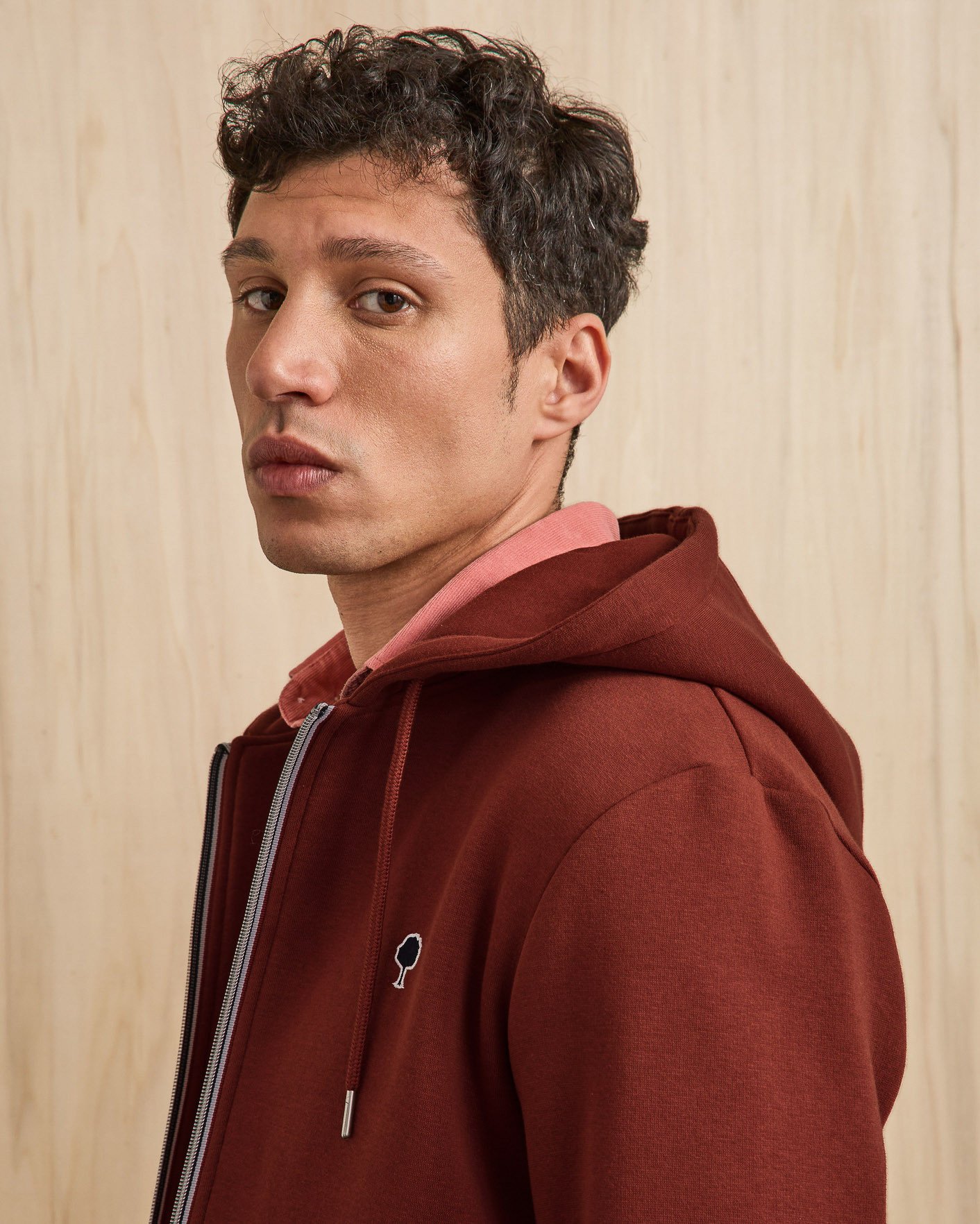 Sweat zippé bordeaux coton - MESNIL