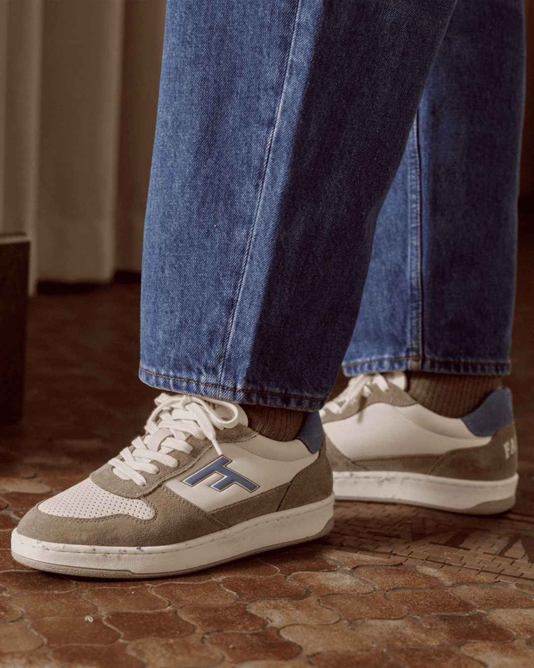 Baskets écrues & beige foncé cuir - ALDER