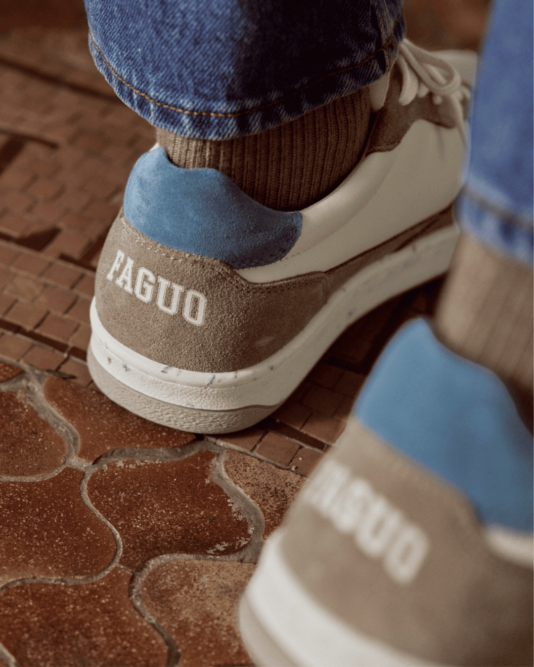 Baskets écrues & beige foncé cuir - ALDER