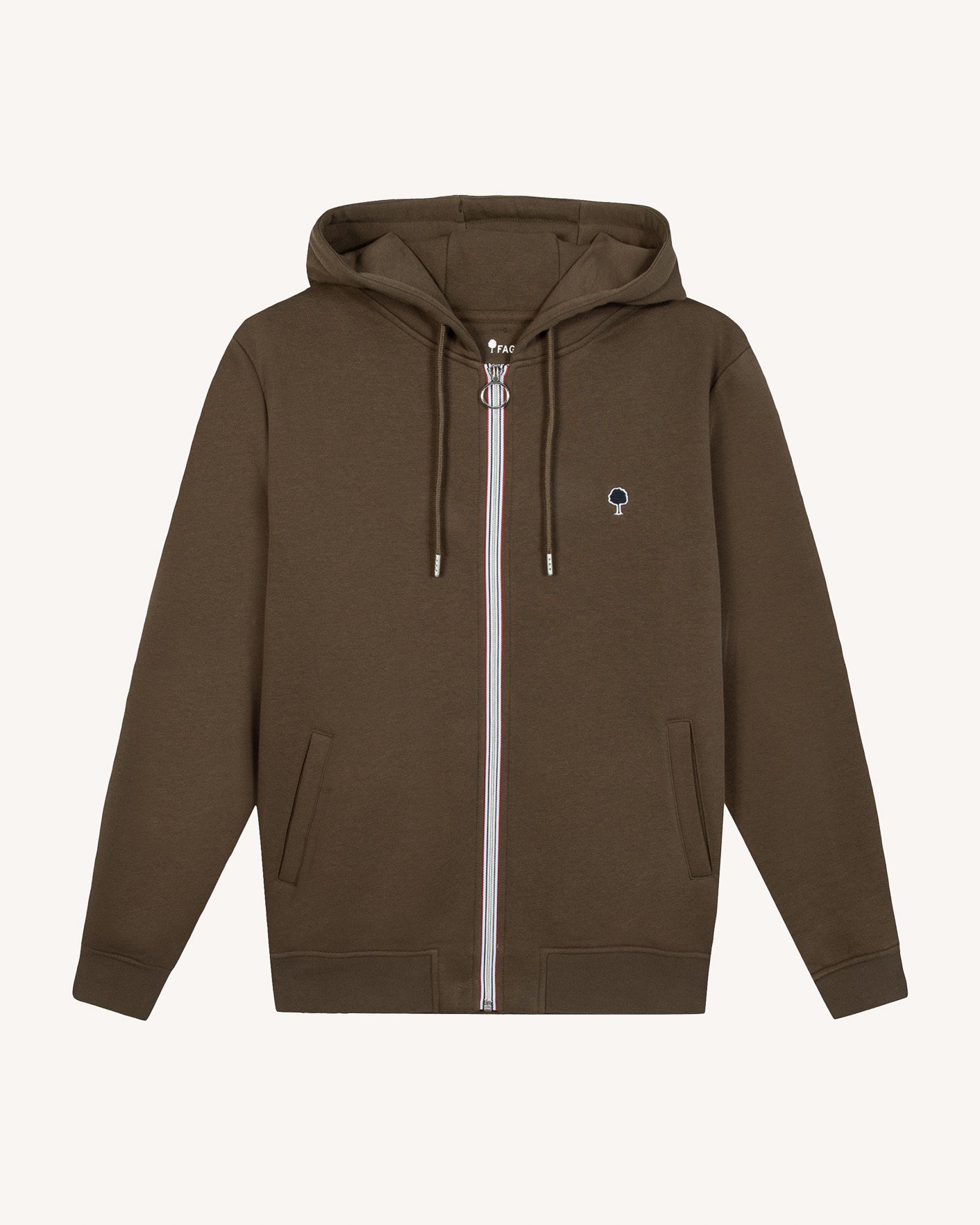 Sweat zippé marron foncé coton - MESNIL