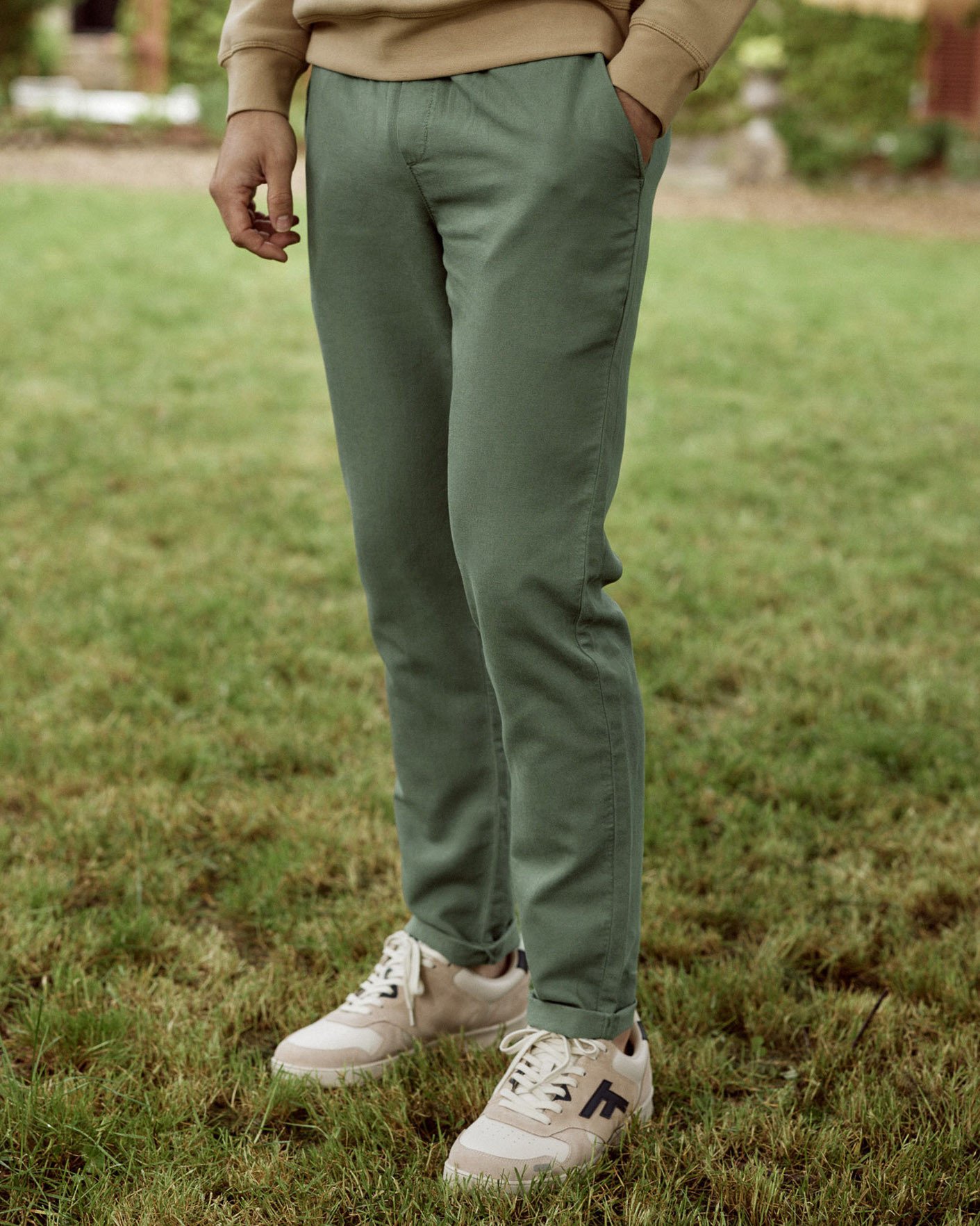 Pantalon lyocell vert olive - DREUILLE