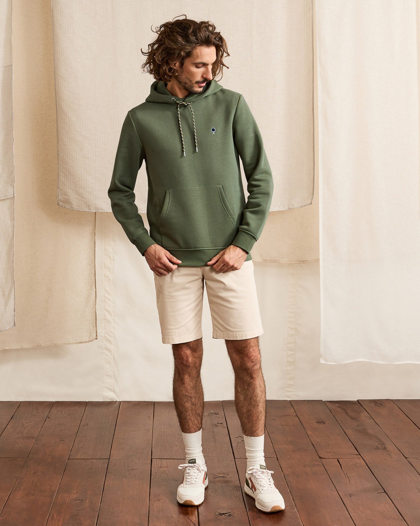 Sweat à capuche kaki coton - DIRAC