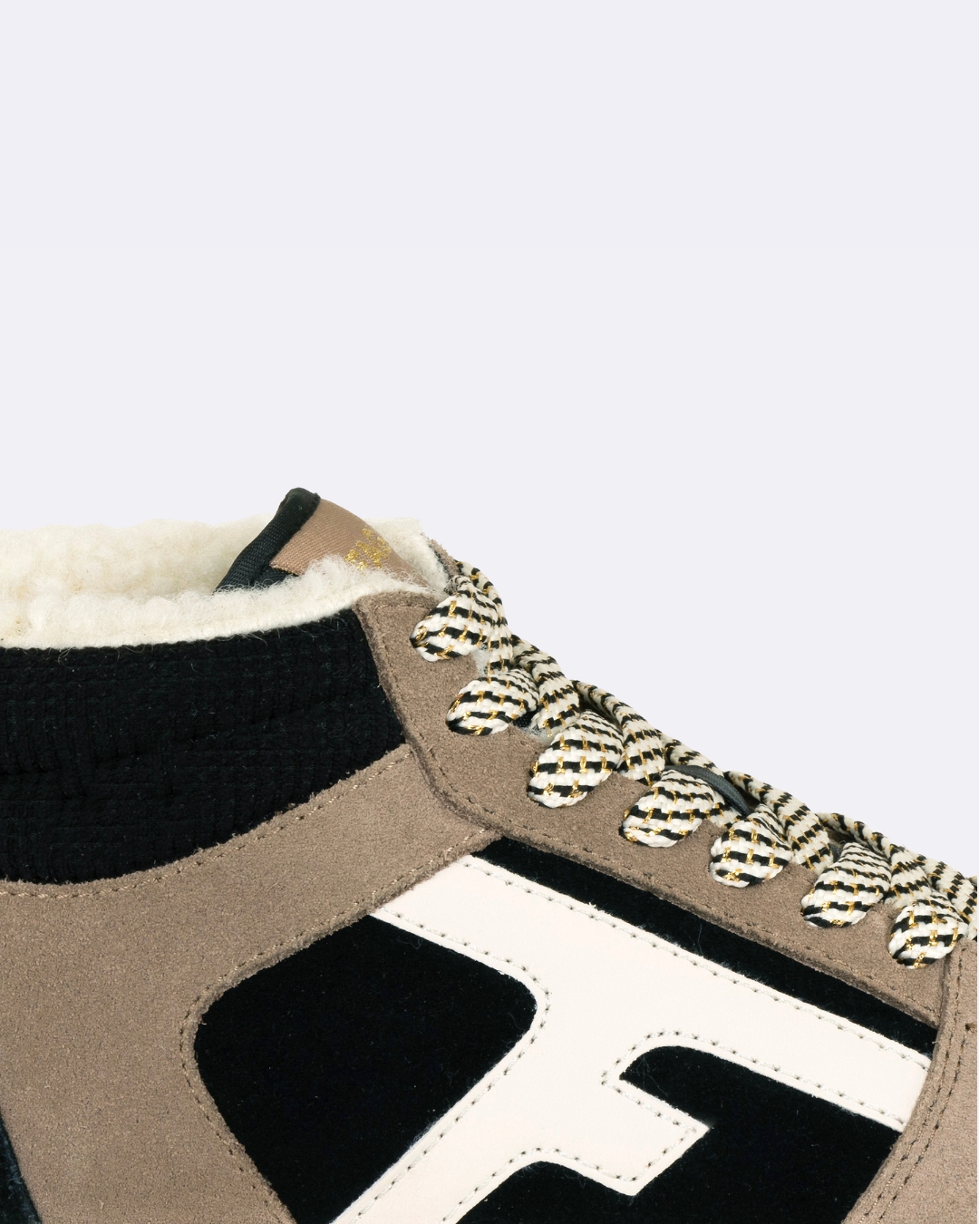 Baskets montantes noires & marron clair cuir - WALNUT MID