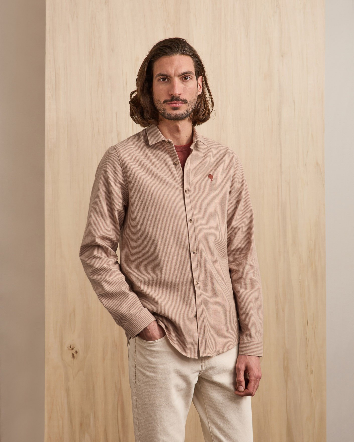 Chemise crème & beige clair coton - IRATY