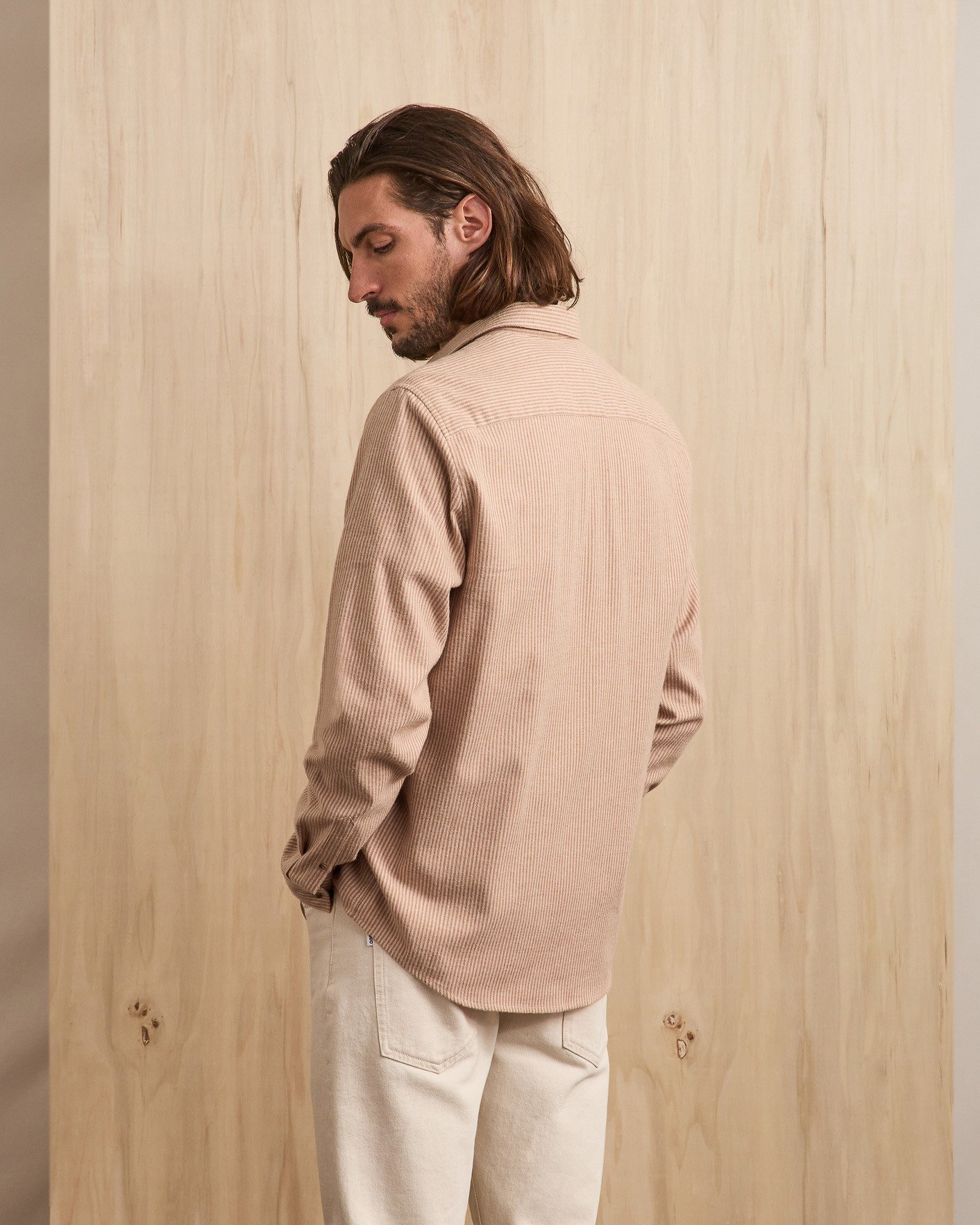 Chemise crème & beige clair coton - IRATY