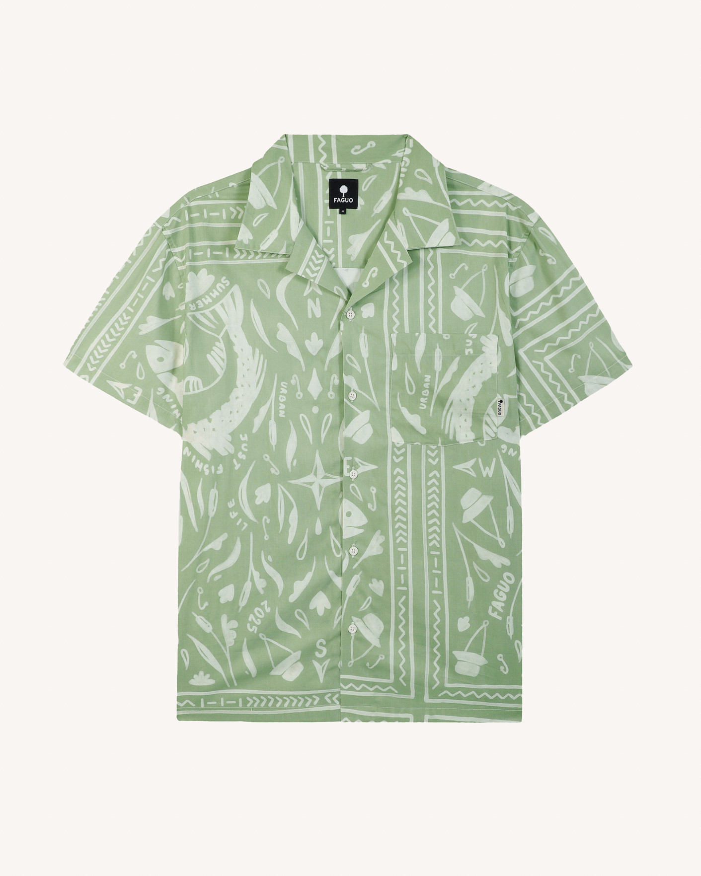 Chemise motifs kaki & écrue coton - PAIOLIVE