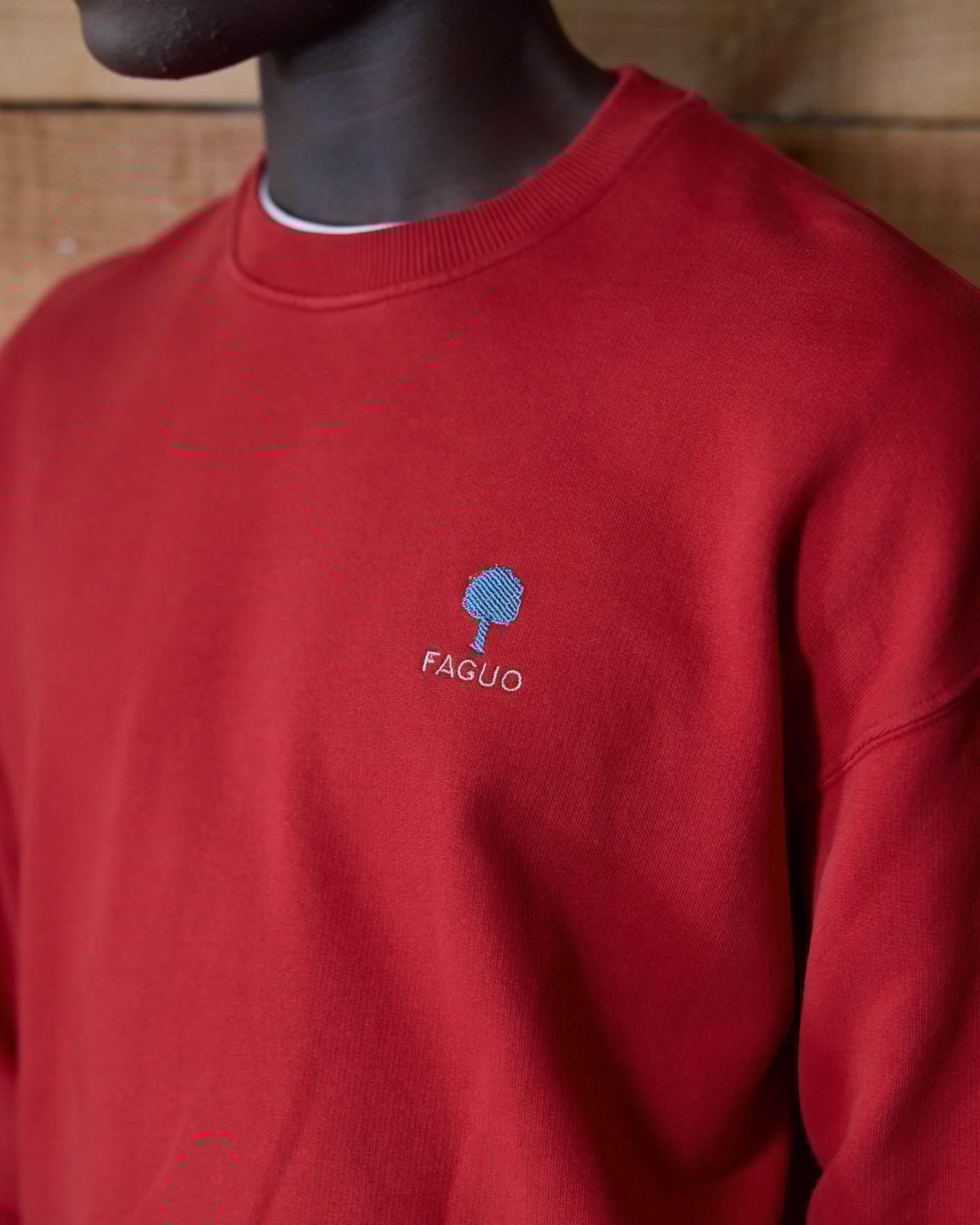 Sweat col rond oversize rouge foncé - FANGO